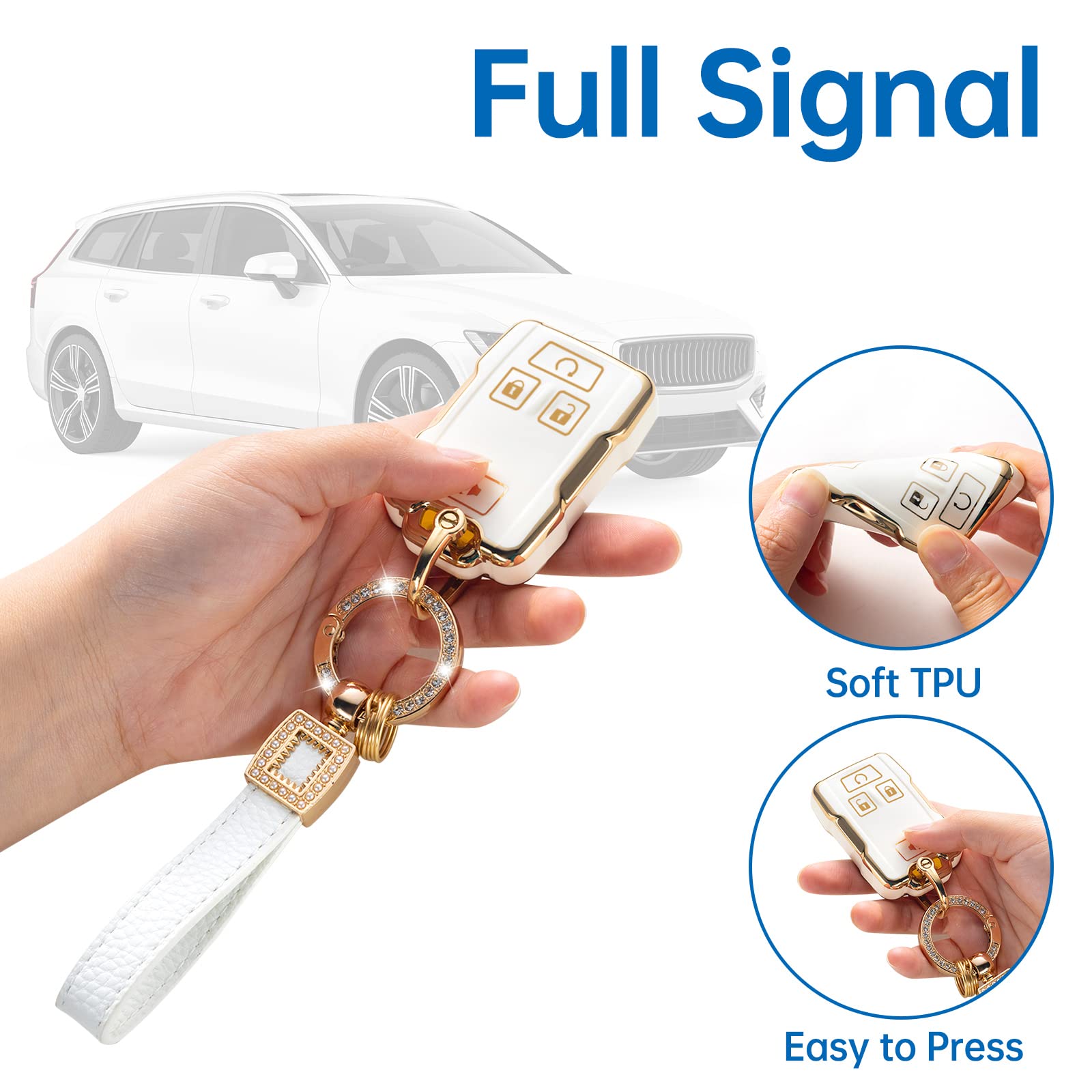 CACARLIKE for Chevy Silverado Key Fob Cover with Leather Lanyard, Car Key Fob Case Compatible with Chevrolet Chevy Silverado Sub