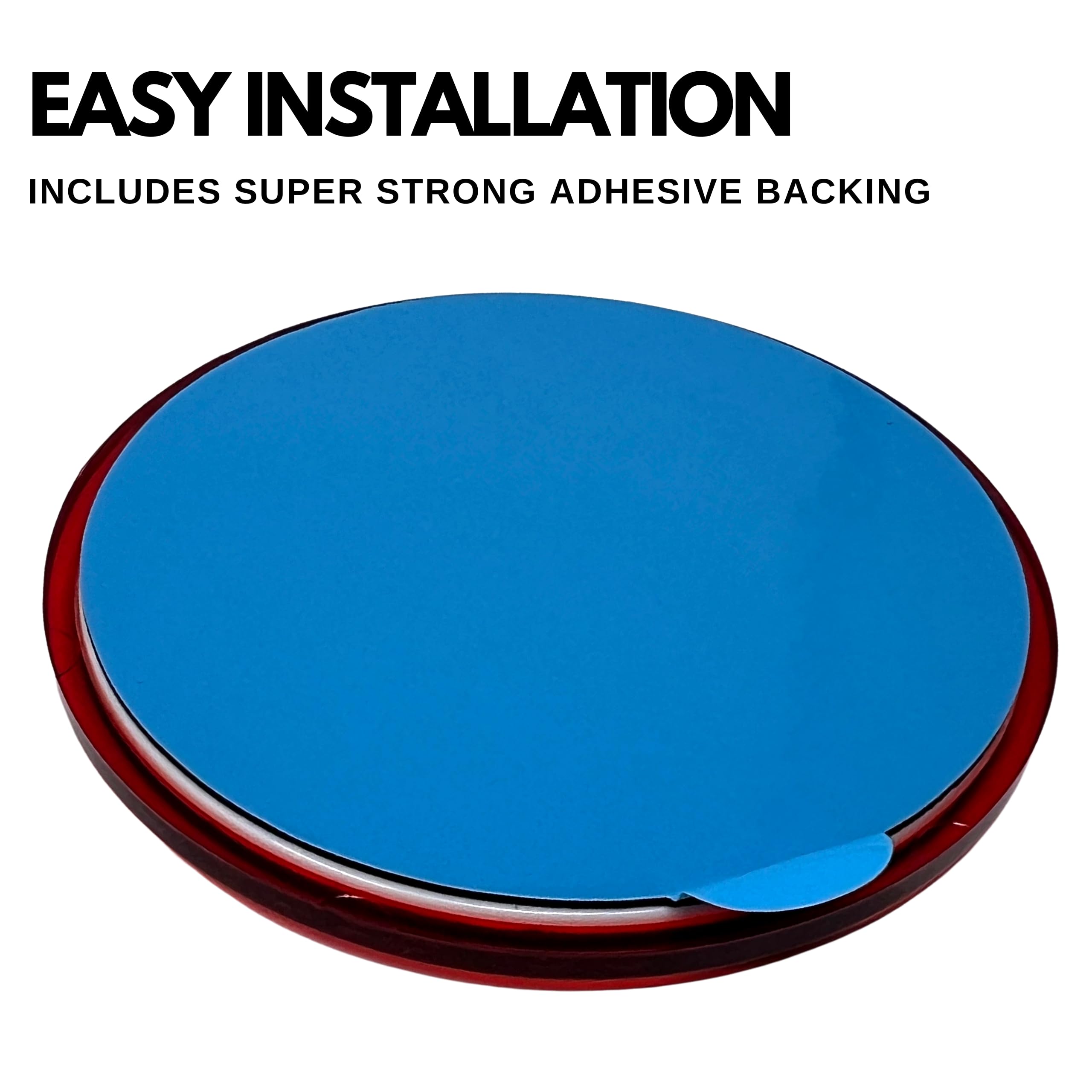 [All Star Truck Parts] Class A 3'' Round Reflector Strong Stick-On - Red/Amber For Trailers, Trucks, Automobiles, Mail Boxes, Bo