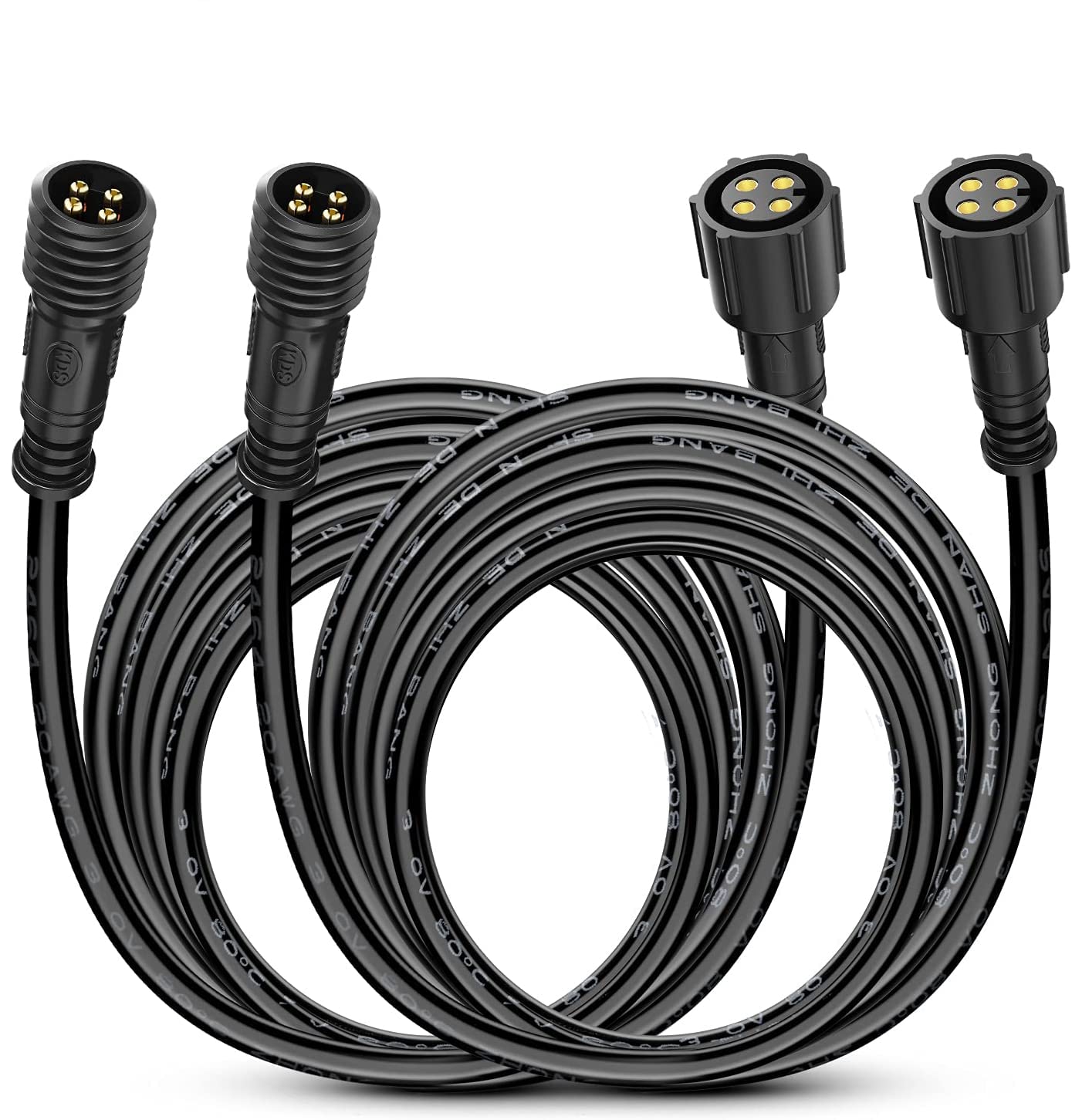 Nilight 2 Pack 10Ft 4 Pin Rgb Cable Cord For 4 And 8 Pods Multi Color Underglow Rock Light Kits Wheel Well Lights Extension Wire