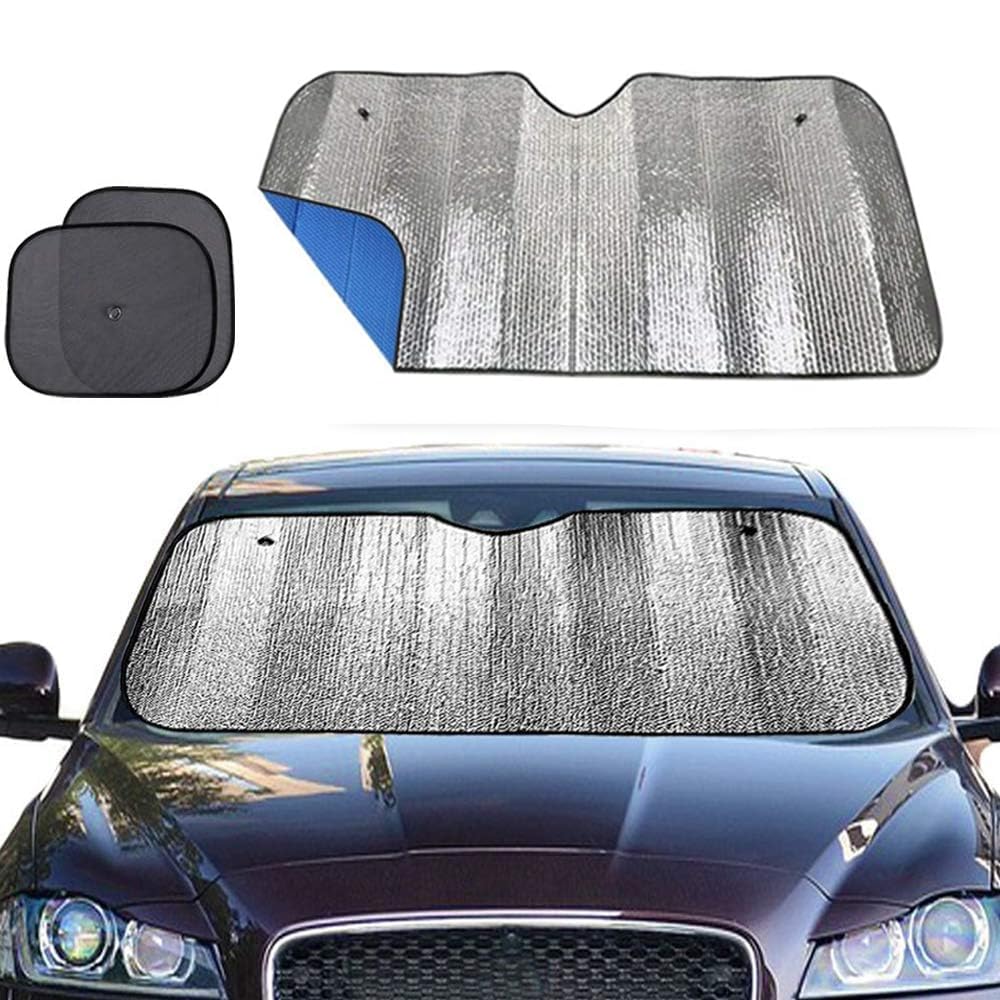 Big Hippo Windshield Sun Shade,Car Sun Shade Side Window As Bonus,Car Sunshade Windshield,Reflect Sunlight Heat And Uv Rays, Pro