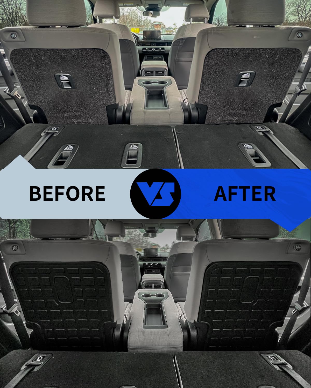 Rongtaod Back Seat Cover Protector Compatible with 2023 2024 2025 Honda Pilot 7&8 Seats Back Seat Cover Kick Mat Trunk Mat Cargo