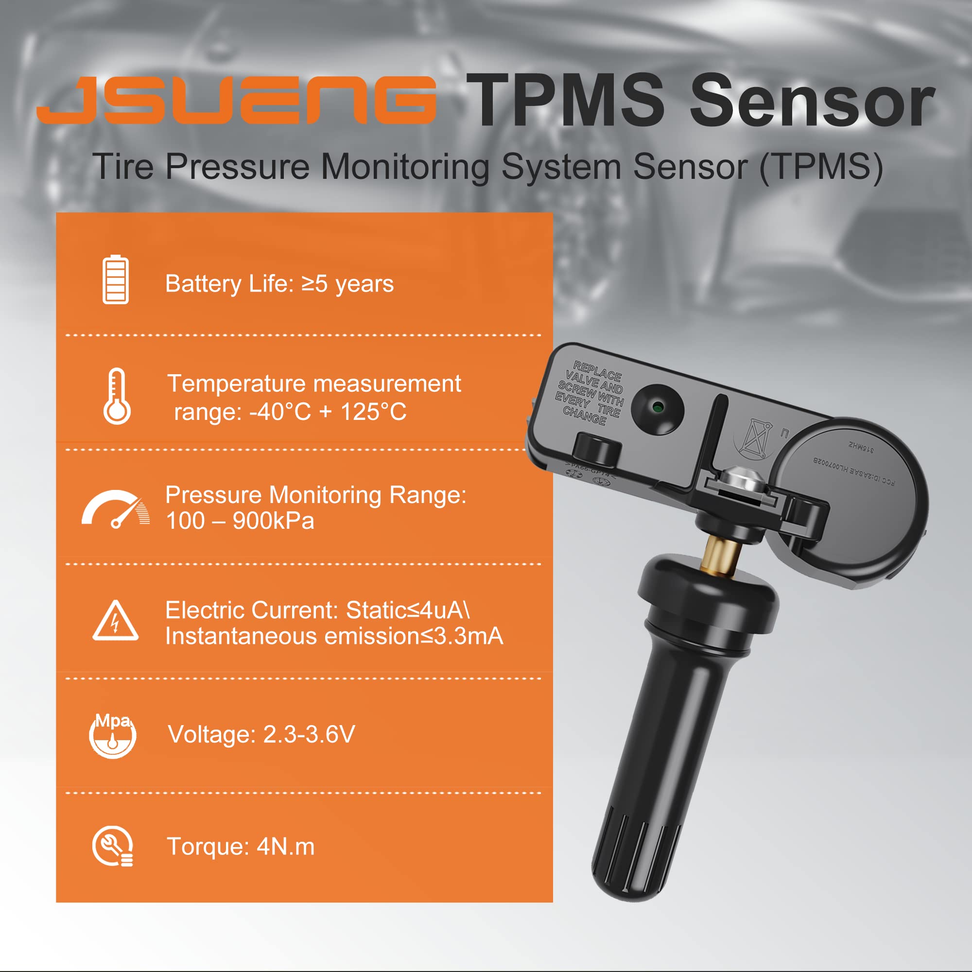 Jsueng Tpms Sensor, 4Pcs Tire Pressure Monitor Sensors Compatible With Buick Cadillac Chevy Gmc Pontiac Saturn,Gm Mercury Oe#135