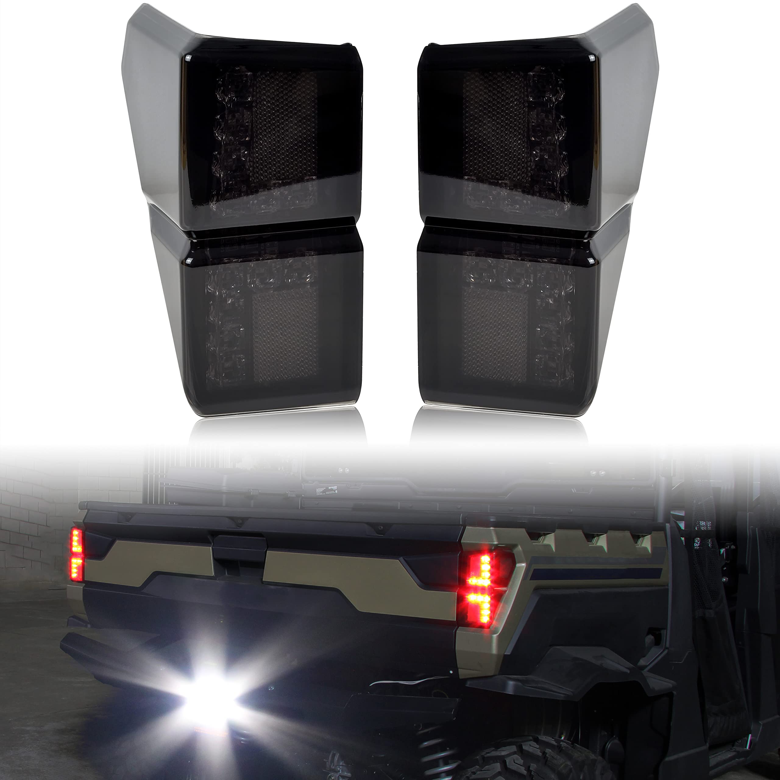 Sautvs Ranger Xp 1000 Taillights 18-25, Smoked Black Led Tail Lights Rear Brake Stop Lights For Polaris Ranger Xp 1000/ Crew Xp 1000/ Ranger 1000/ Ranger 1000 Xp 2018-2025 Accessories (2Pcs, 2413766)