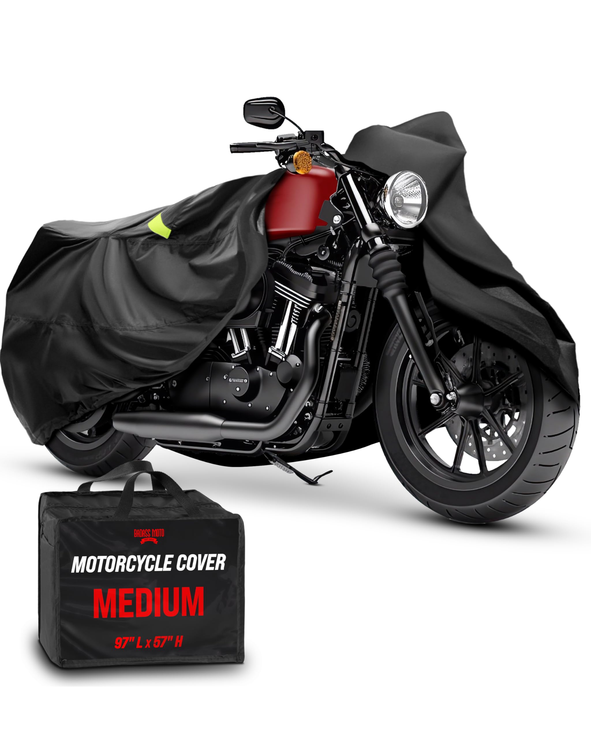 Badass Moto Ultimate Motorcycle Cover Waterproof Outdoor, Heavy Duty Motorcycle Cover for Harleys - Motorcycle Sun Cover, Fits H