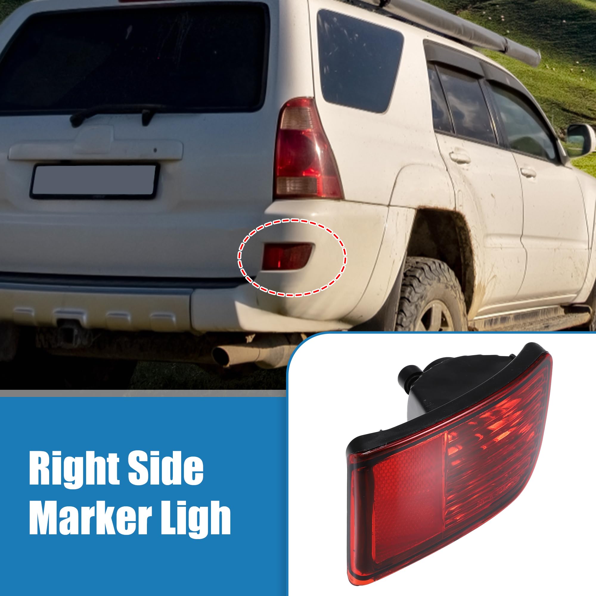 Uxcell Rear Right Side Bumper Reflector Light Lamp For Toyota 4Runner 2003-2005 Red