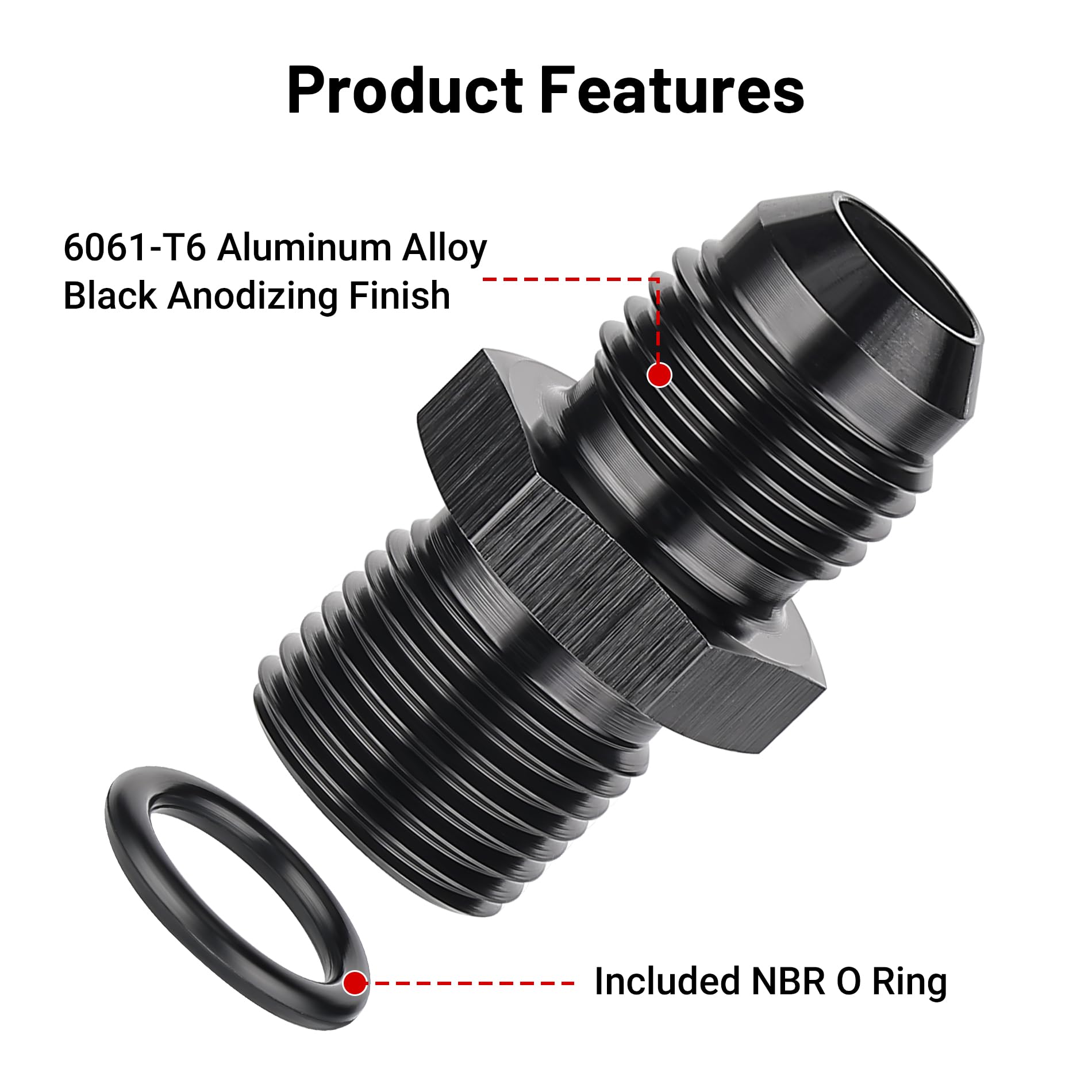 Evil Energy 6An Male Flare To M14 X 1.25Mm Male Metric Fitting Adapter Aluminium Alloy 2Pcs