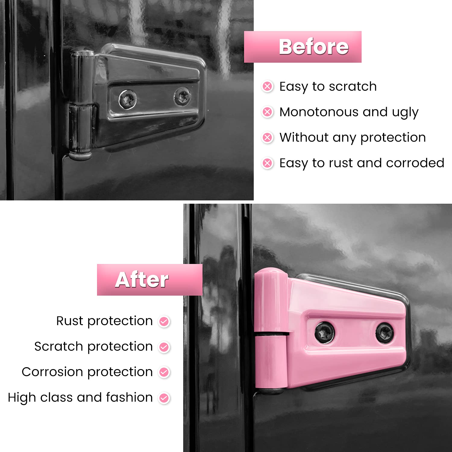 E-Cowlboy Door Hinge Cover Trim Exterior Accessories For Jeep Wrangler Jk Jku Sport Rubicon Sahara X Unlimited 2-Door & 4-Door 2