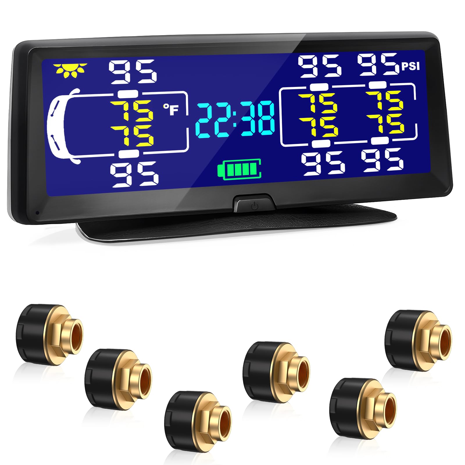 Hieha Rv Tire Pressure Monitoring System, 7.84    Solar Tpms For Rv Travel Trailer Coach Truck Fifth Wheel Motorhome With 6 Sens