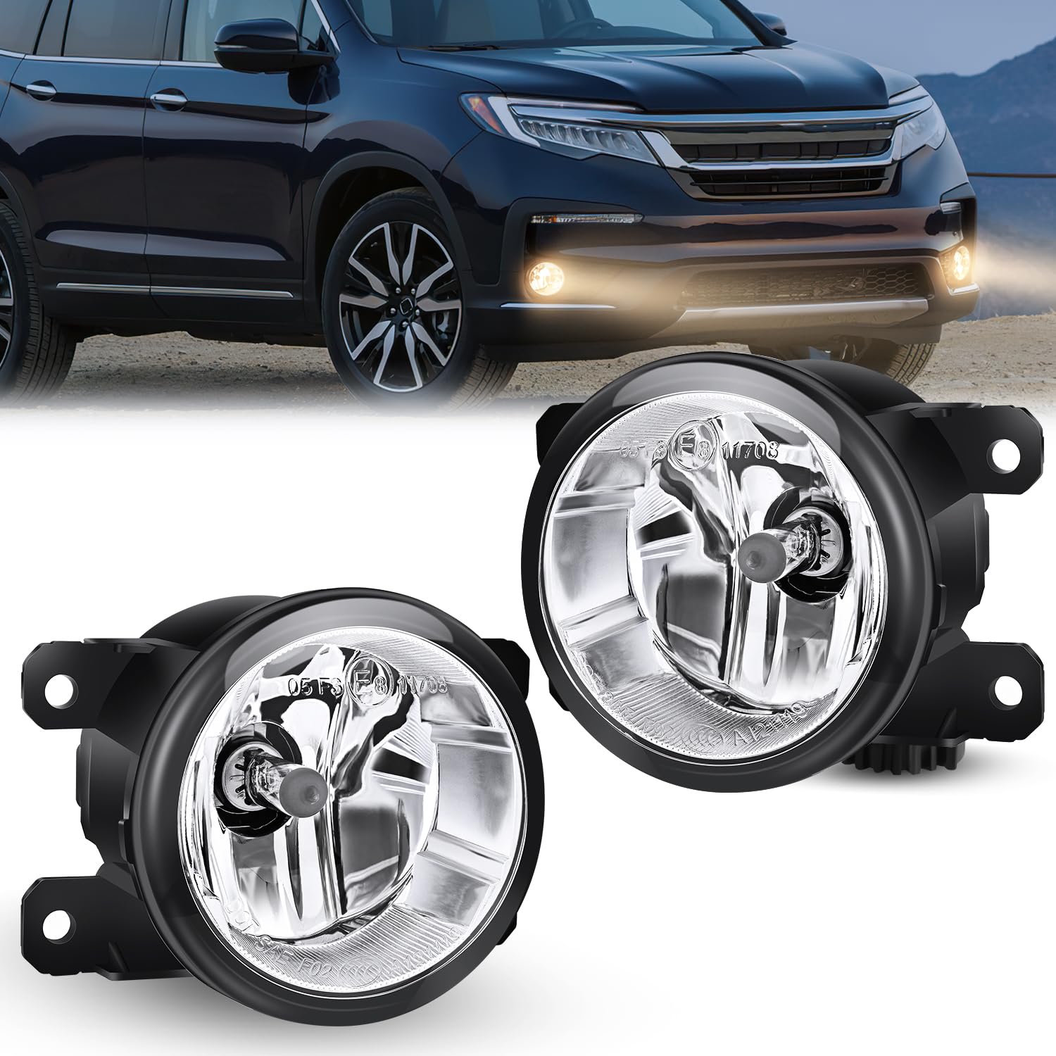 Nilight Fog Lights Assembly Compatible with 2013-2015 Accord Civic 2016-2018 Pilot 2014-2017 Compass 2013-2015 Crosstour CR-V Ch