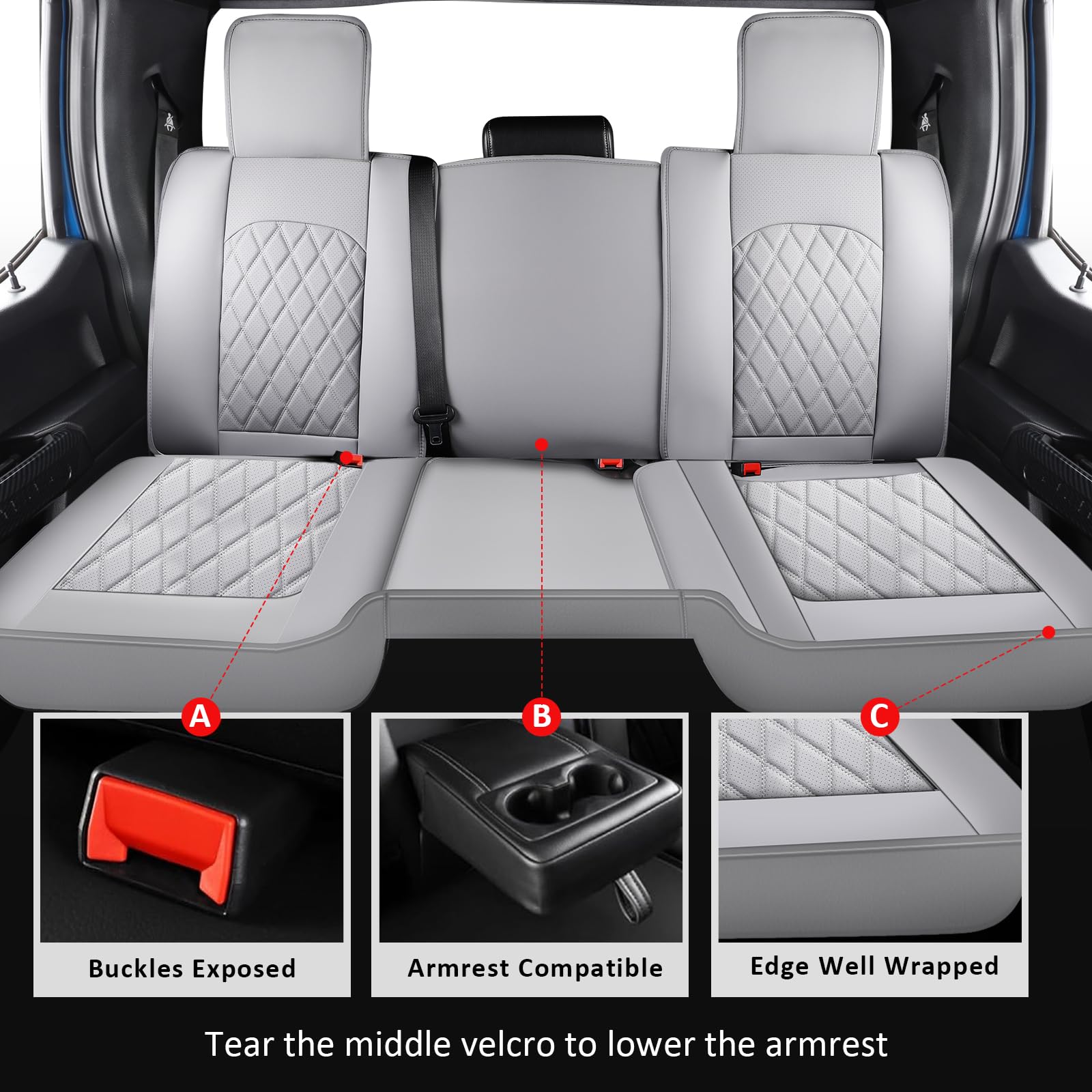 MIROZO Dodge Ram Seat Covers with Split Bench 40/60,Waterproof Truck Ram Seat Covers Compatible with 2009-2024 Dodge Ram 1500 25