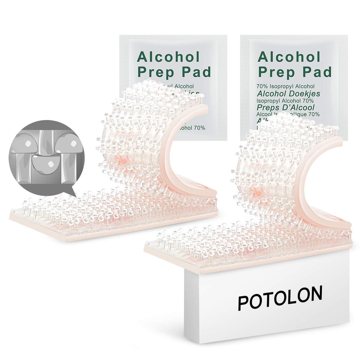 Potolon Ez Pass Mounting Kit - Dual Lock Tape - 2 Sets Of Peel-And-Stick Strips With Alcohol Prep Pad
