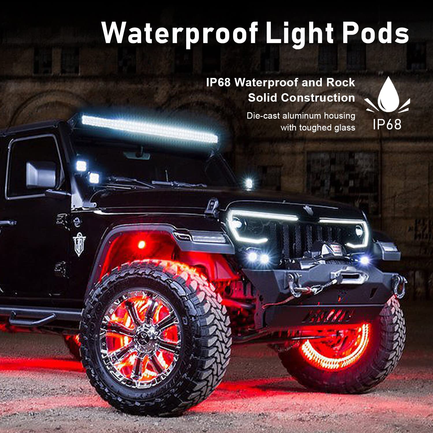 Ychow-Tech Rgb Led Rock Lights, 8 Pods Underglow Multicolor Neon Light Pod With Bluetooth App Control Timing Function, Music Mode Wheel Well Light For Truck Atv Utv Rzr Suv