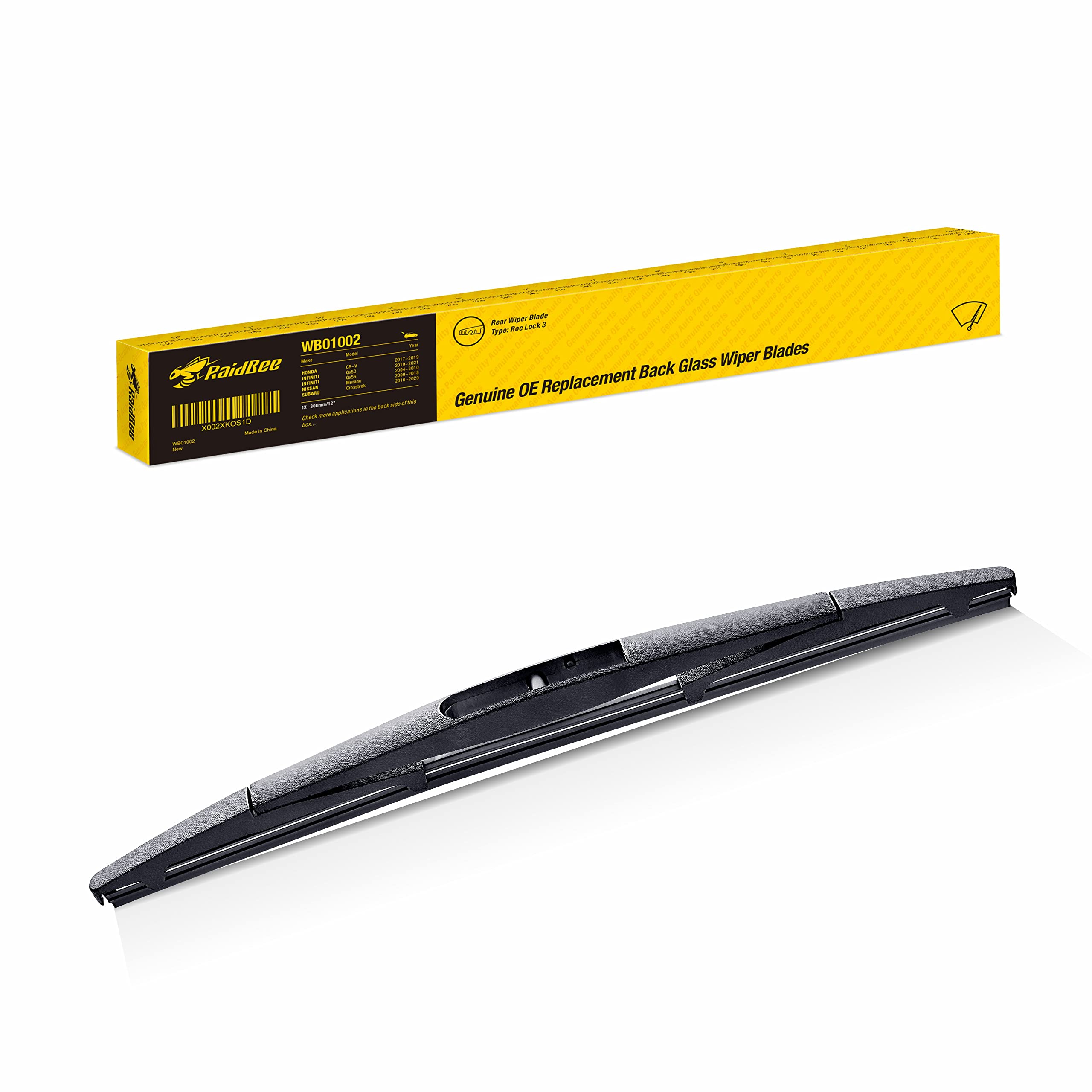 Raidbee 12 Inch Rear Wiper Blade Replacement For Toyota Corolla Hatchback 2022-2019, Nissan Versa 2019-2014 Back Windshield Wipe