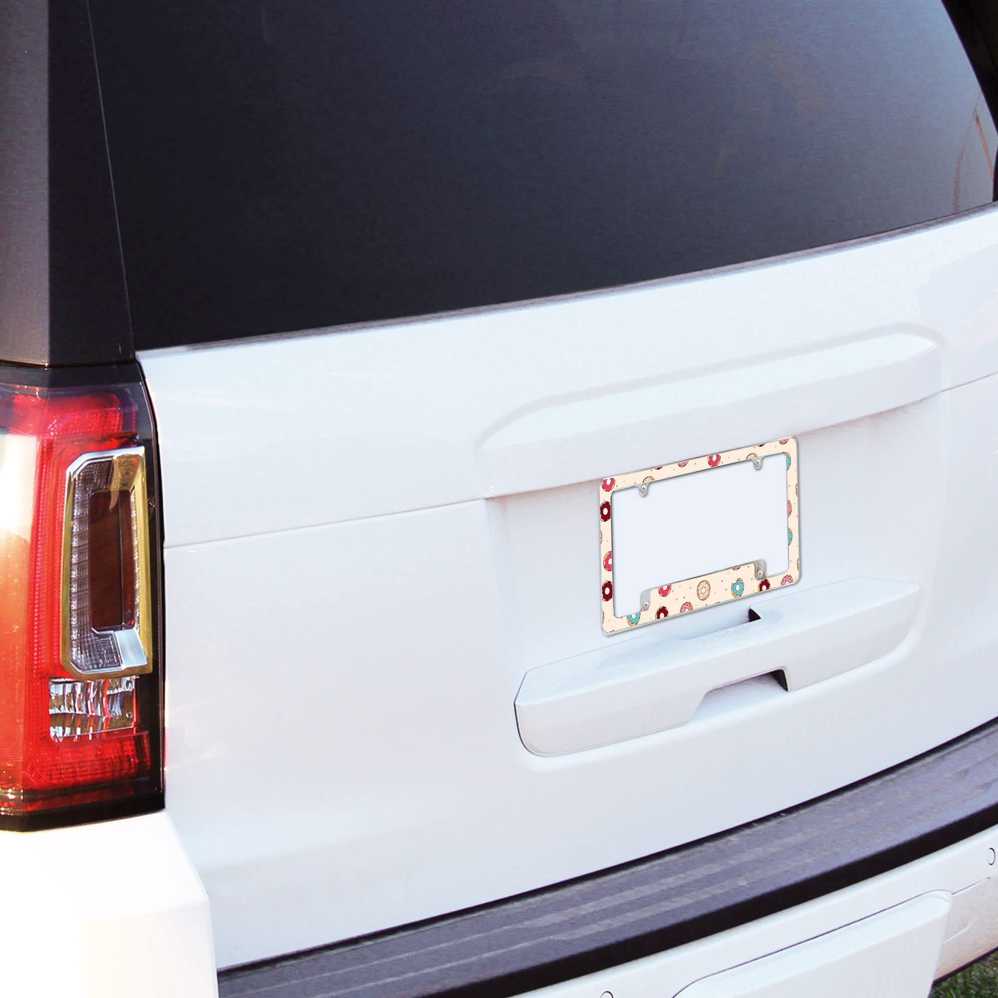 Rico Industries Donut2 All Over Automotive License Plate Frame for Car/Truck/SUV (12 x 6)