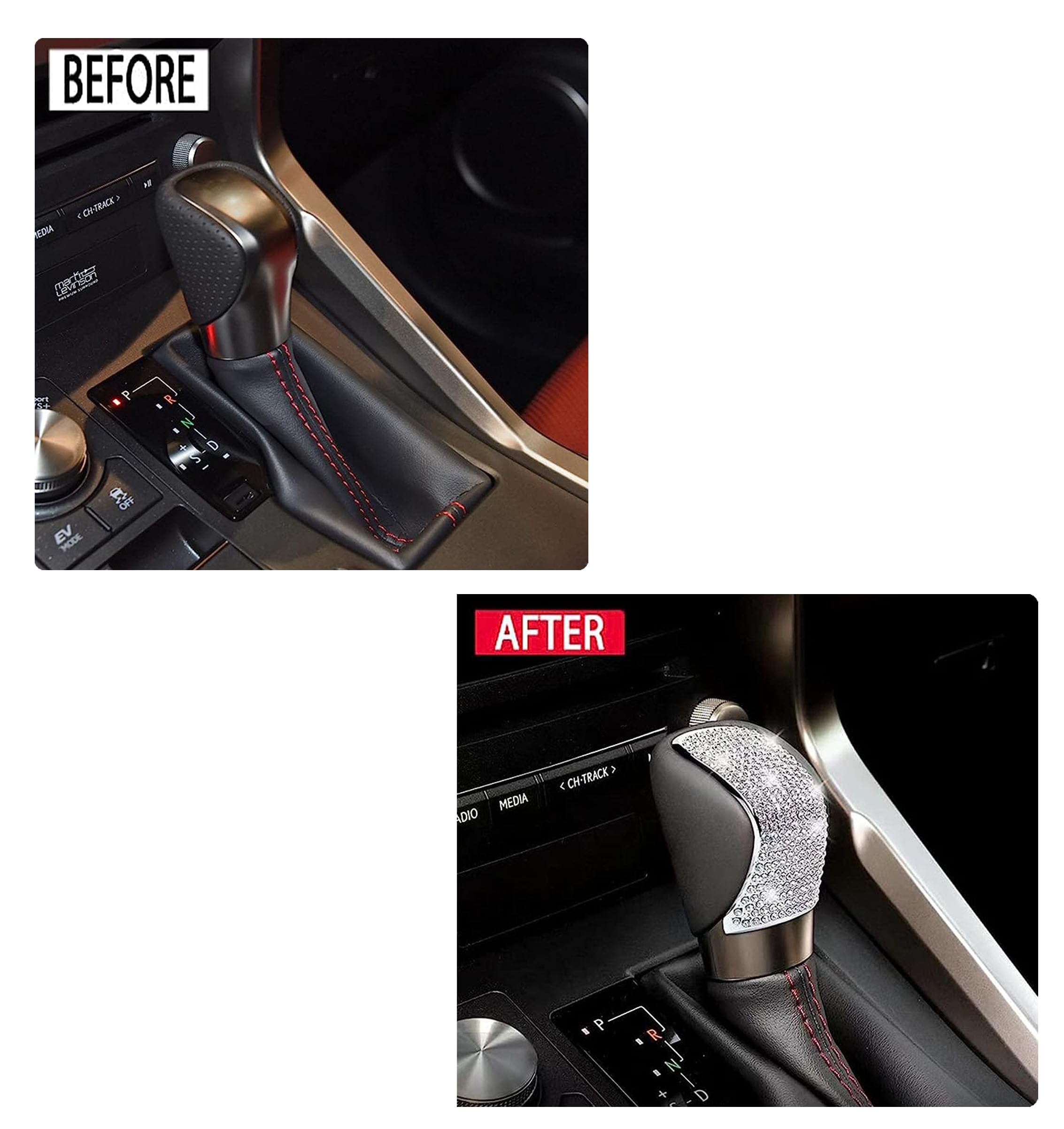 CONGCONG for Lexus Bling Crystal Shifter Gear Lever Accessories Compatible with Lexus 2016-2018 ES 2015-2022 NX 2016-2022 RX 201