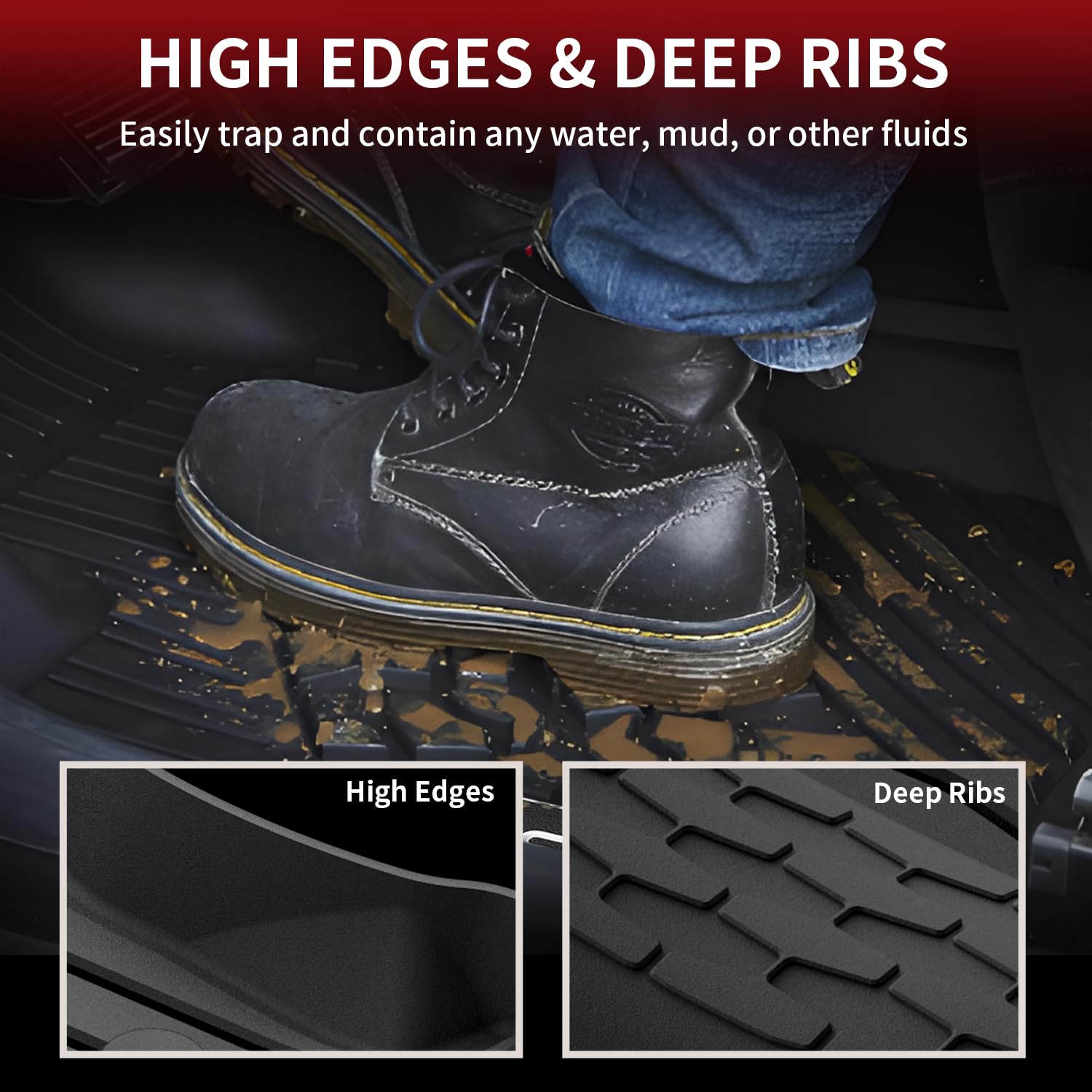 Lasfit Floor Mats Fit For Lincoln Continental 2017-2020 All Weather Custom Fit Floot Liners Tpe Car Mats 1St & 2Nd Rows, Black