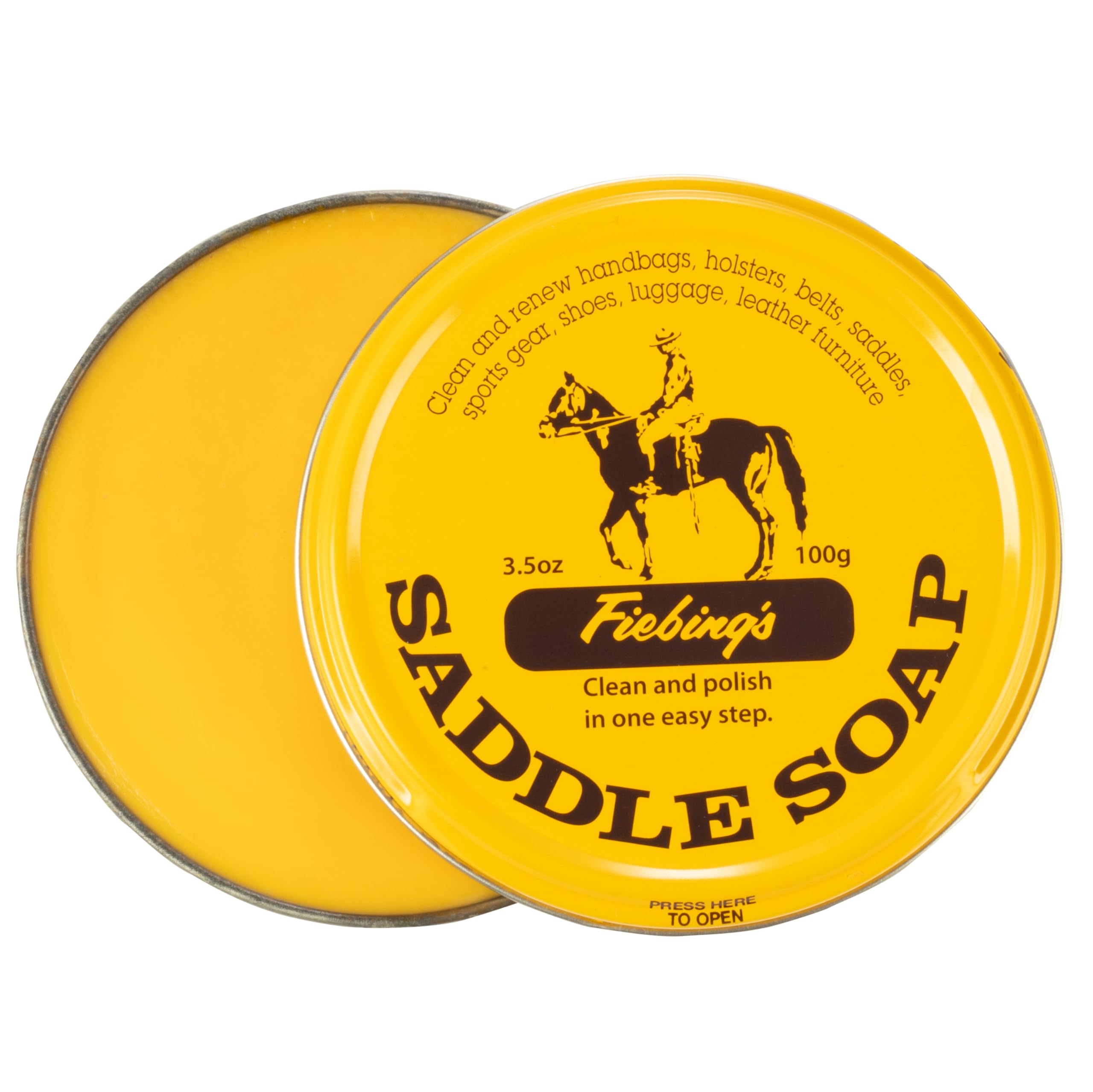 Fiebings Yellow Saddle Soap for Leather (3.5 oz Tin) - Leather Cleaner & Conditioner to Soften, Protect & Restore Leathercraft 