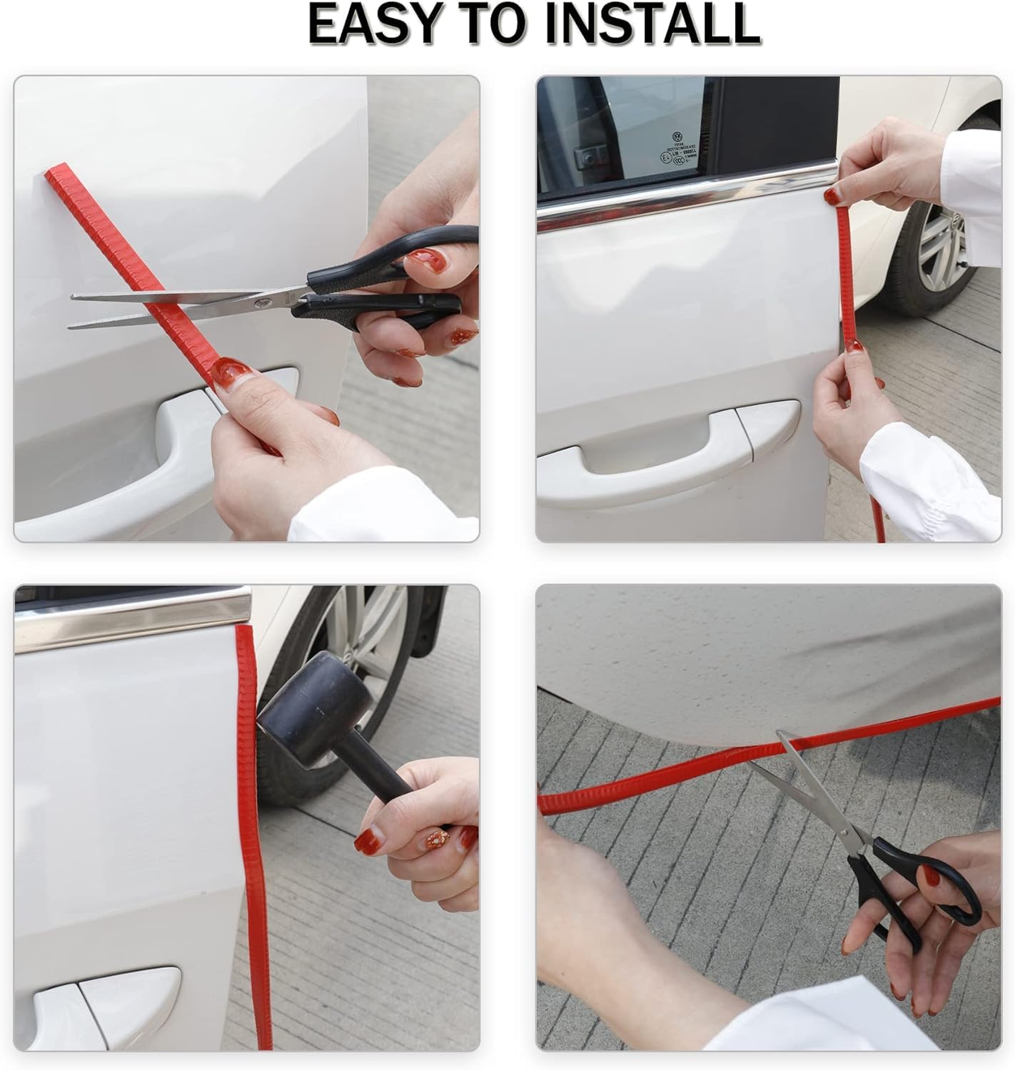 Singaro 49Ft (15M) Car Door Edge Guard, No Glue Car Door Entry Guard Protective Strip, Rubber Edge Trim Car Door Protector, Appl