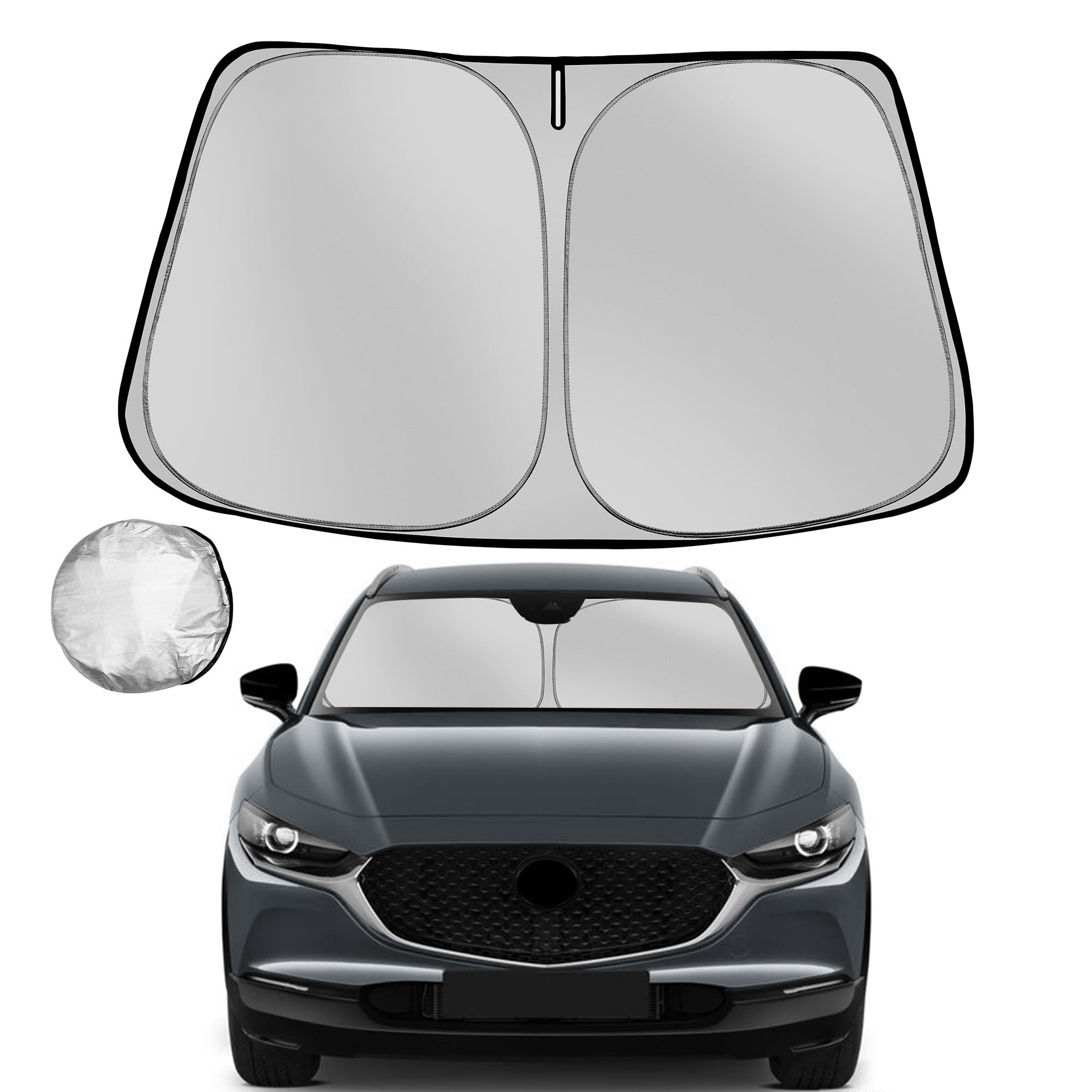 Fonowka Windshield Sun Shade For 2019-2025 Mazda Cx30 Cx-30 Foldable Sun Sunshade For Car Front Window Blocks Uv Rays And Heat A