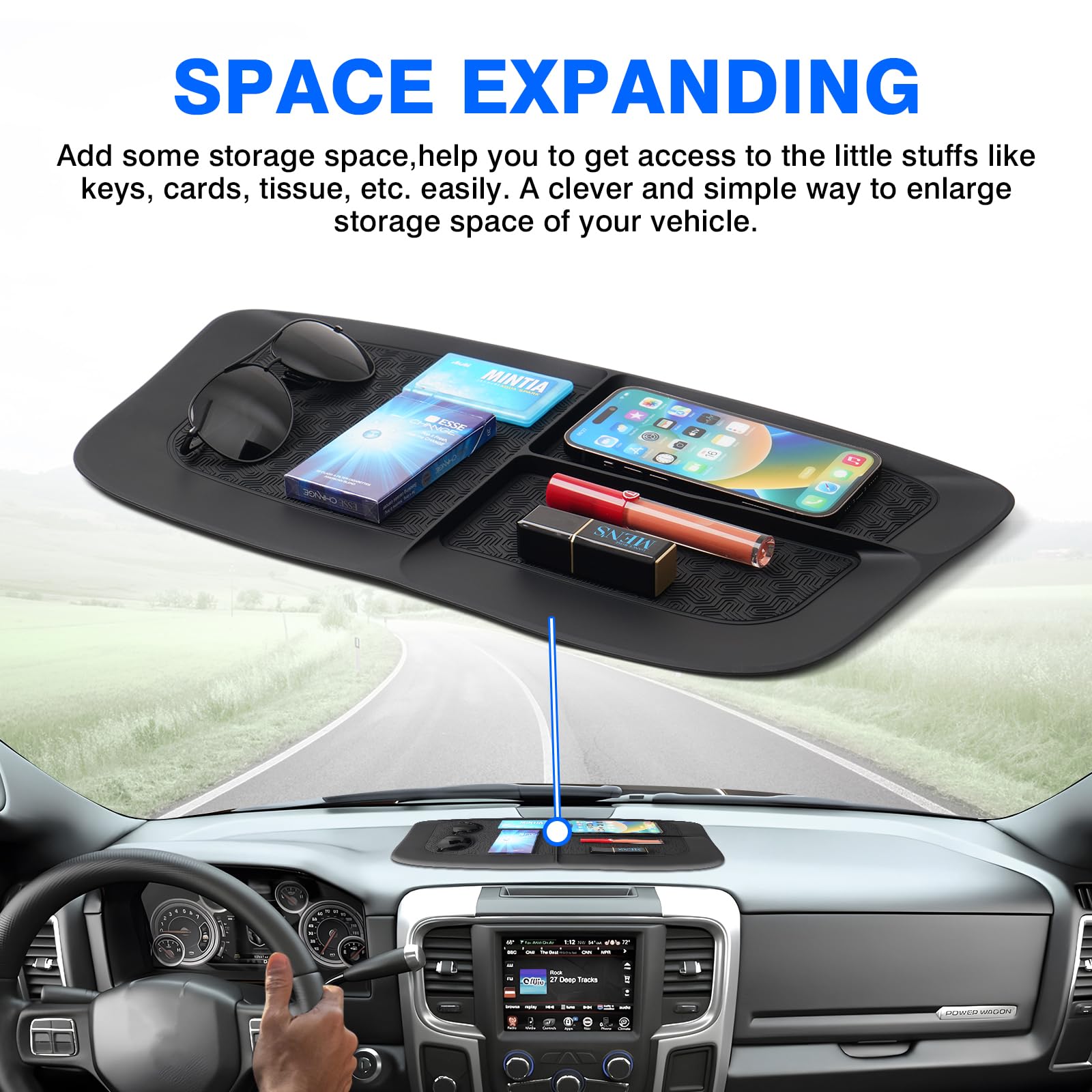 Autorder Dashboard Mat For 2011-2018 Dodge Ram 1500 2500 3500 Accessories Anti-Slip Mat Silicone Dash Mat For Ram Dash Liner Pad