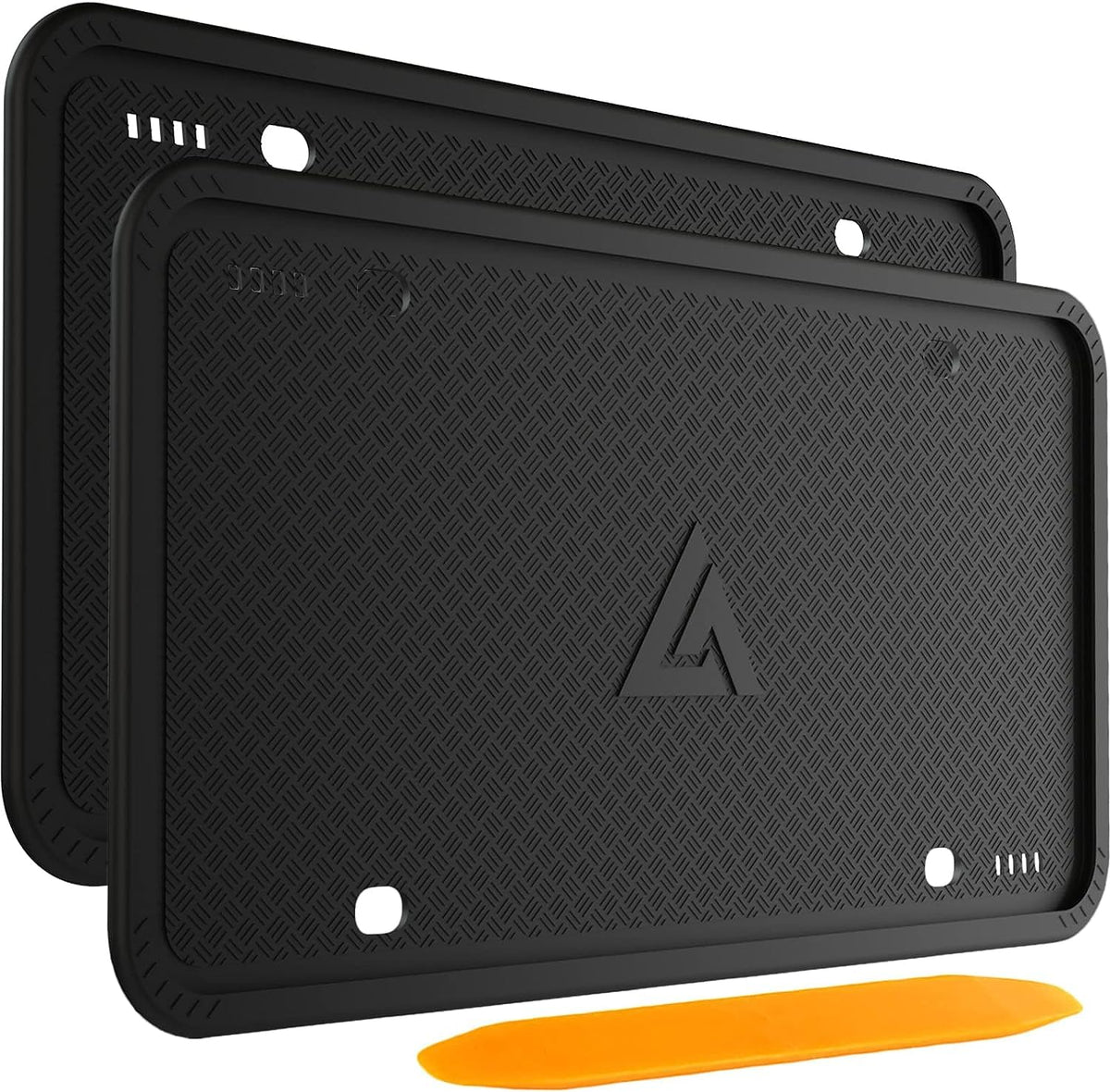 Aujen Silicone License Plate Frames Black, 2 Pack Car License Plate Frame, Universal US Car Black License Plate Holders Brackets