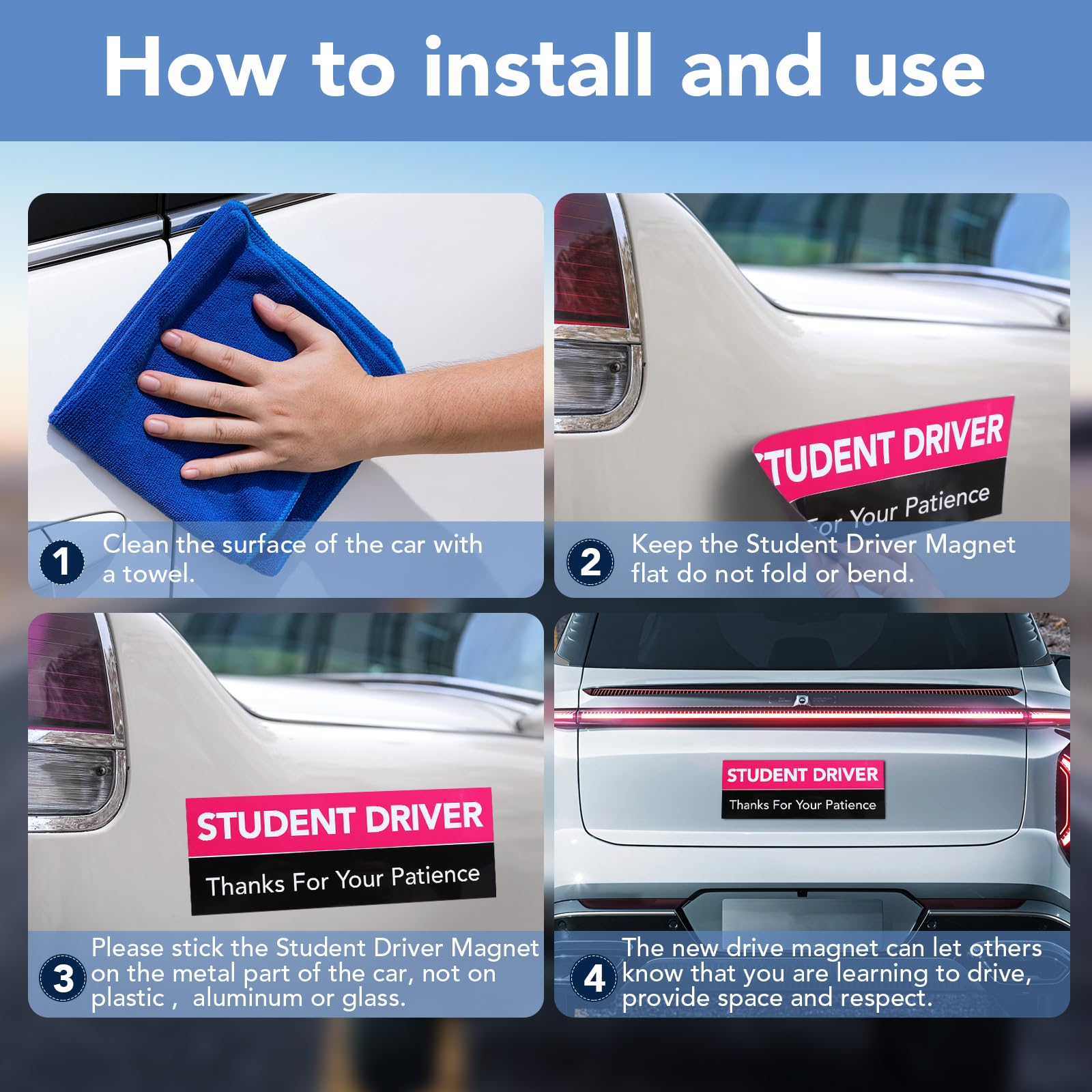 Diymag 6Pcs Student Driver Magnet For Car, Please Be Patient New Student Driver Signs Magnetic Novice Driver Stickers Magnetic N