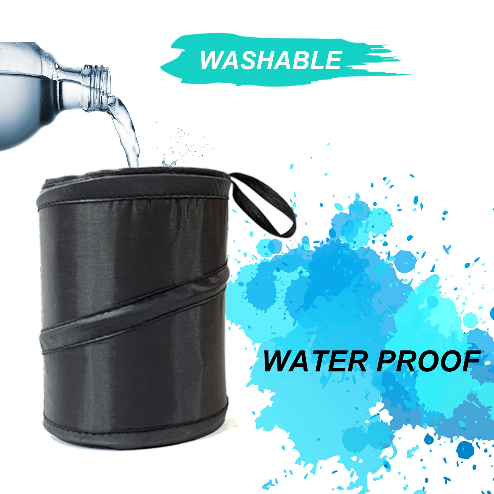 Kitbest 2 Pack Car Trash Can, Leak Proof Garbage Bin, Collapsible Pop-Up Water Proof Bag, Portable Waste Basket Bin, Rubbish Bin (Black)