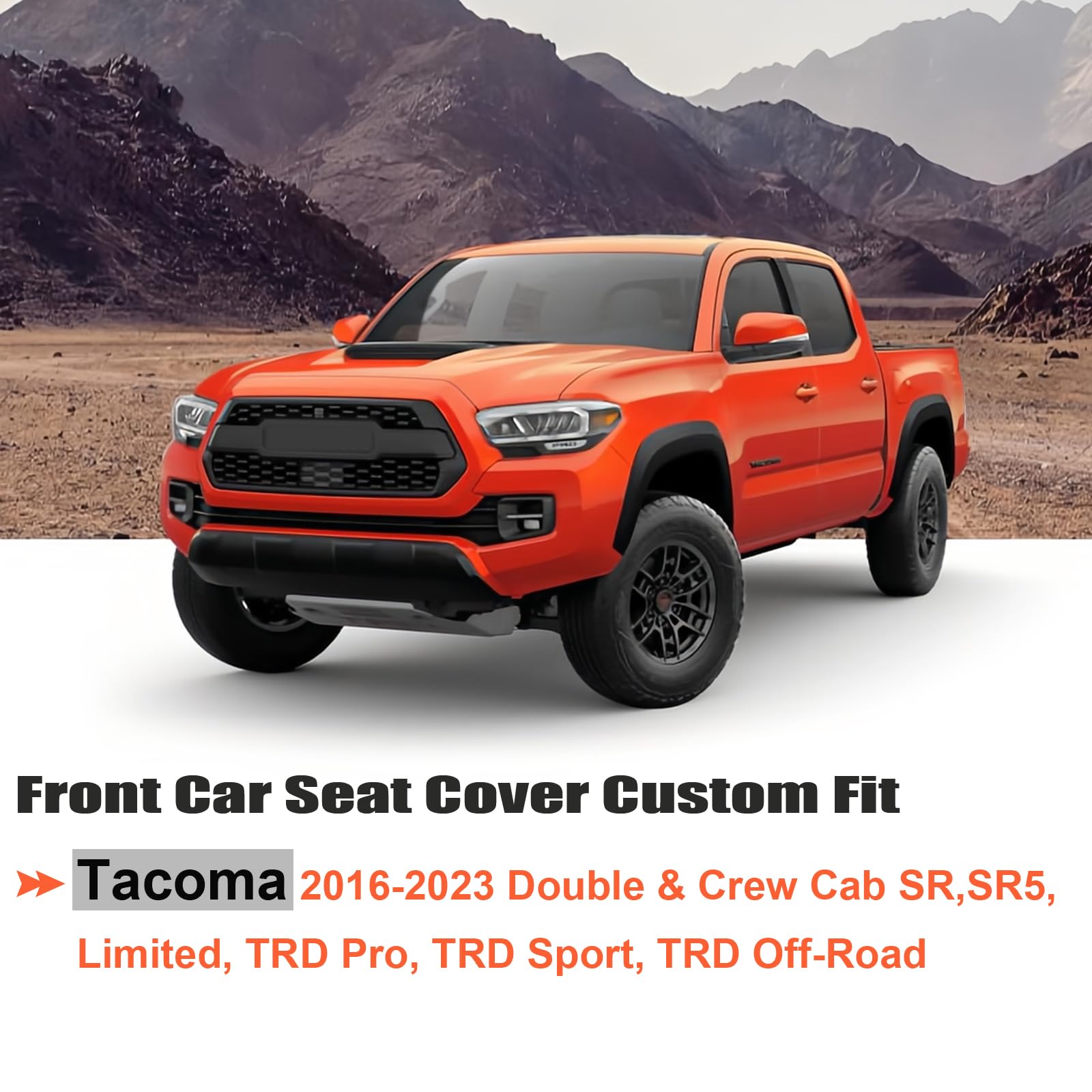 Giant Panda 2 Pack Front Mesh Seat Covers Custom Fit Toyota Tacoma 2016 2017 2018 2019 2020 2021 2022 2023 2024 2025 Double & Cr