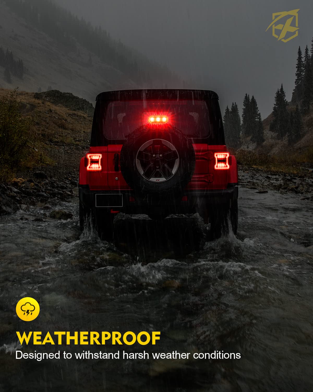 Xprite Upgrade Led Third Brake Lights Compatible With Jeep Wrangler Jl Jlu 2018-2022, Dot Approved High Mount Stop 3Rd Tail Ligh