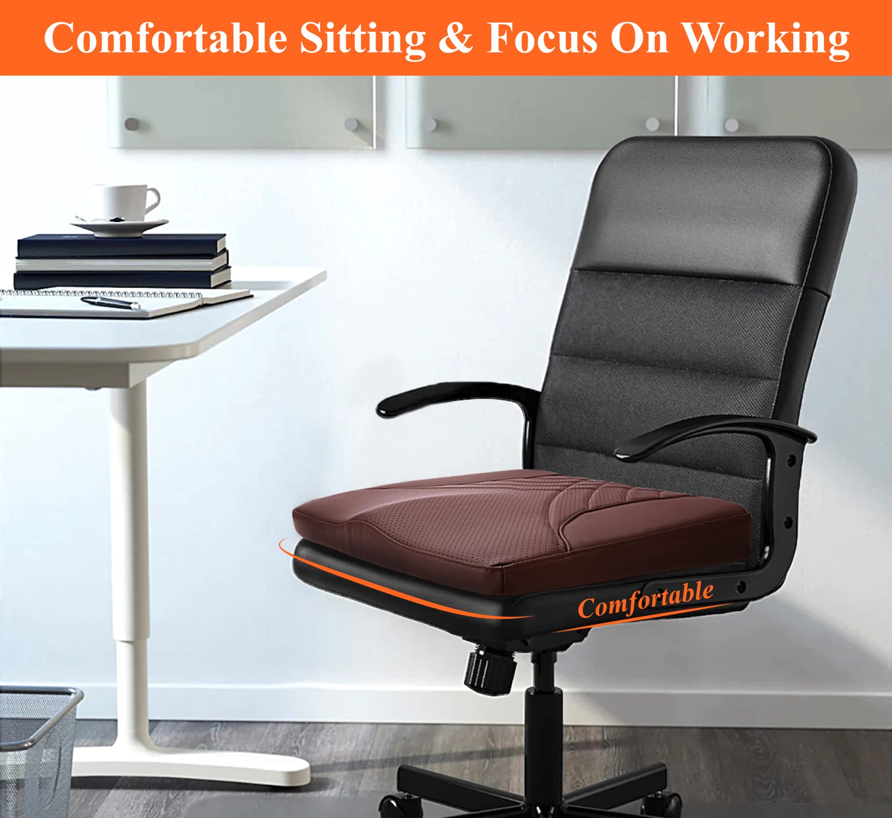 Kingphenix Premium Car Seat Cushion, Memory Foam Driver Seat Cushion To Improve Driving View- Coccyx & Lower Back Pain Relief- S