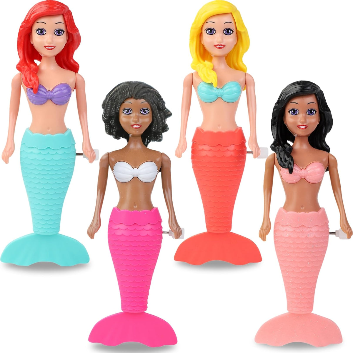 Mermaid Bath Toys For Toddlers Kids Girls - Princess Wind Up Tail Flap Floating Water Bathtub Toys, Swimming Pool Bathing Time F
