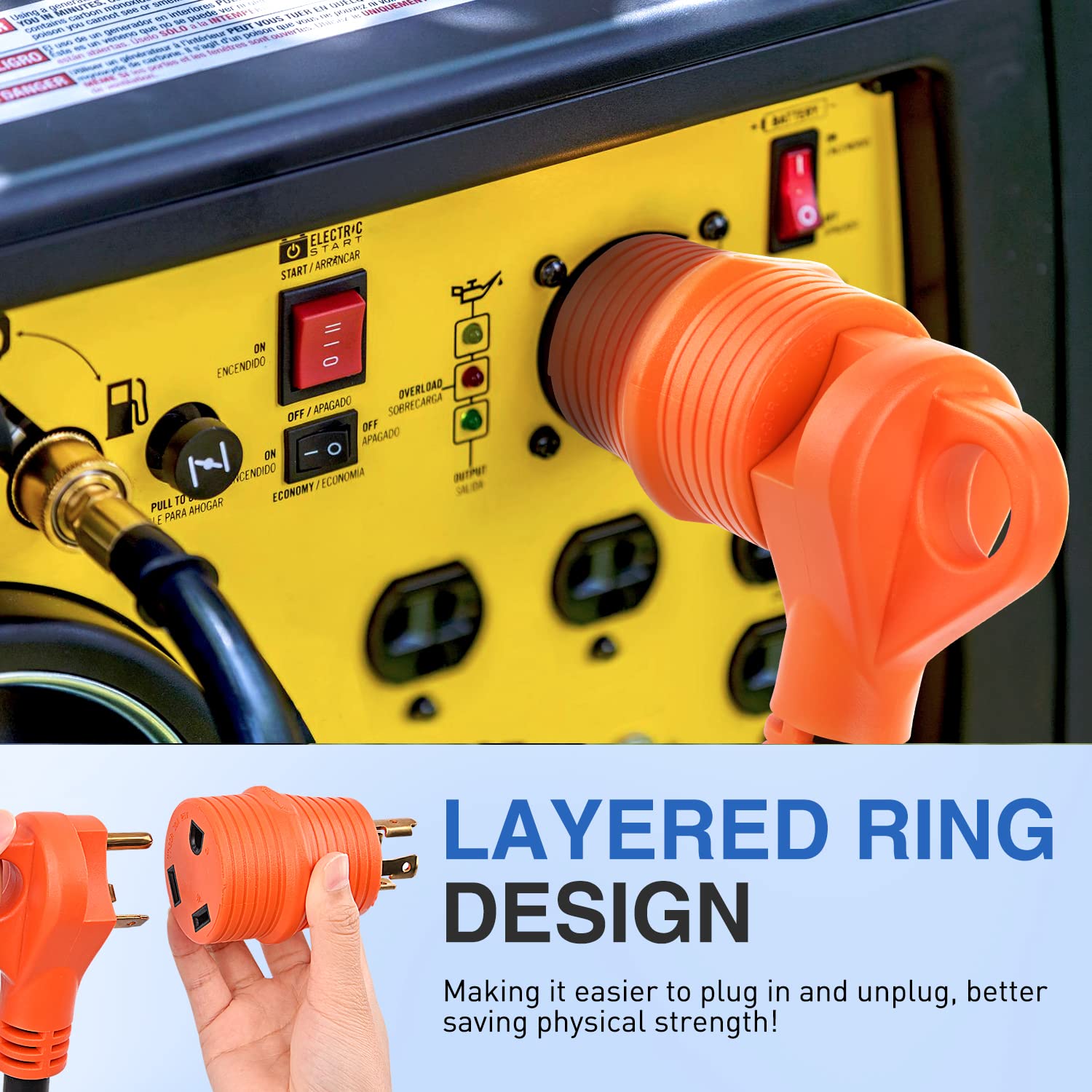 Nilight 30 Amp To 30 Amp Rv Power Adapter 4 Prong Locking Plug 125 Volt Heavy Duty Converter L14-30P To Tt-30R 30A Male Plug To