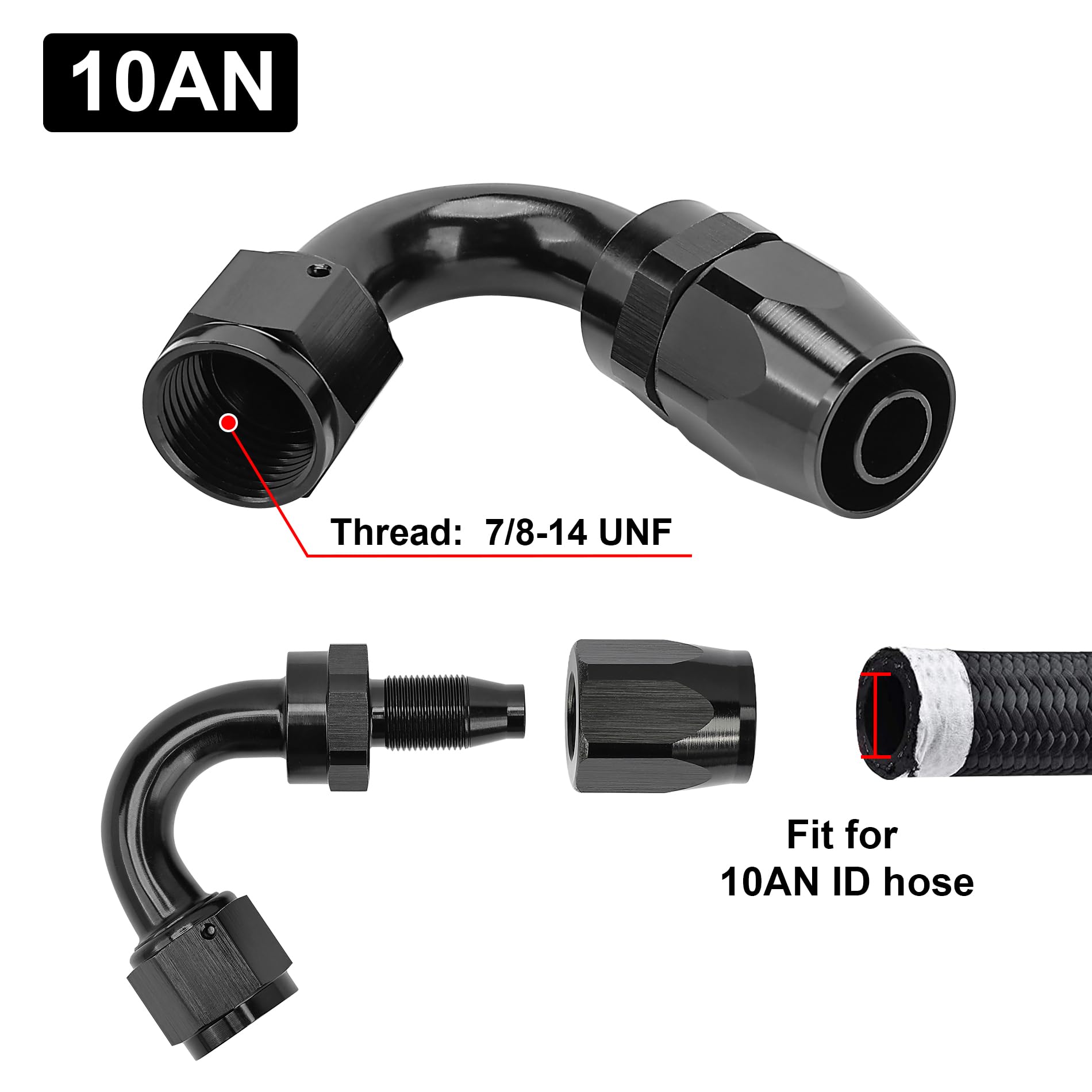 Evil Energy 10An Hose End Fitting 120 Degree Swivel For Cpe Braided Fuel Hose Black