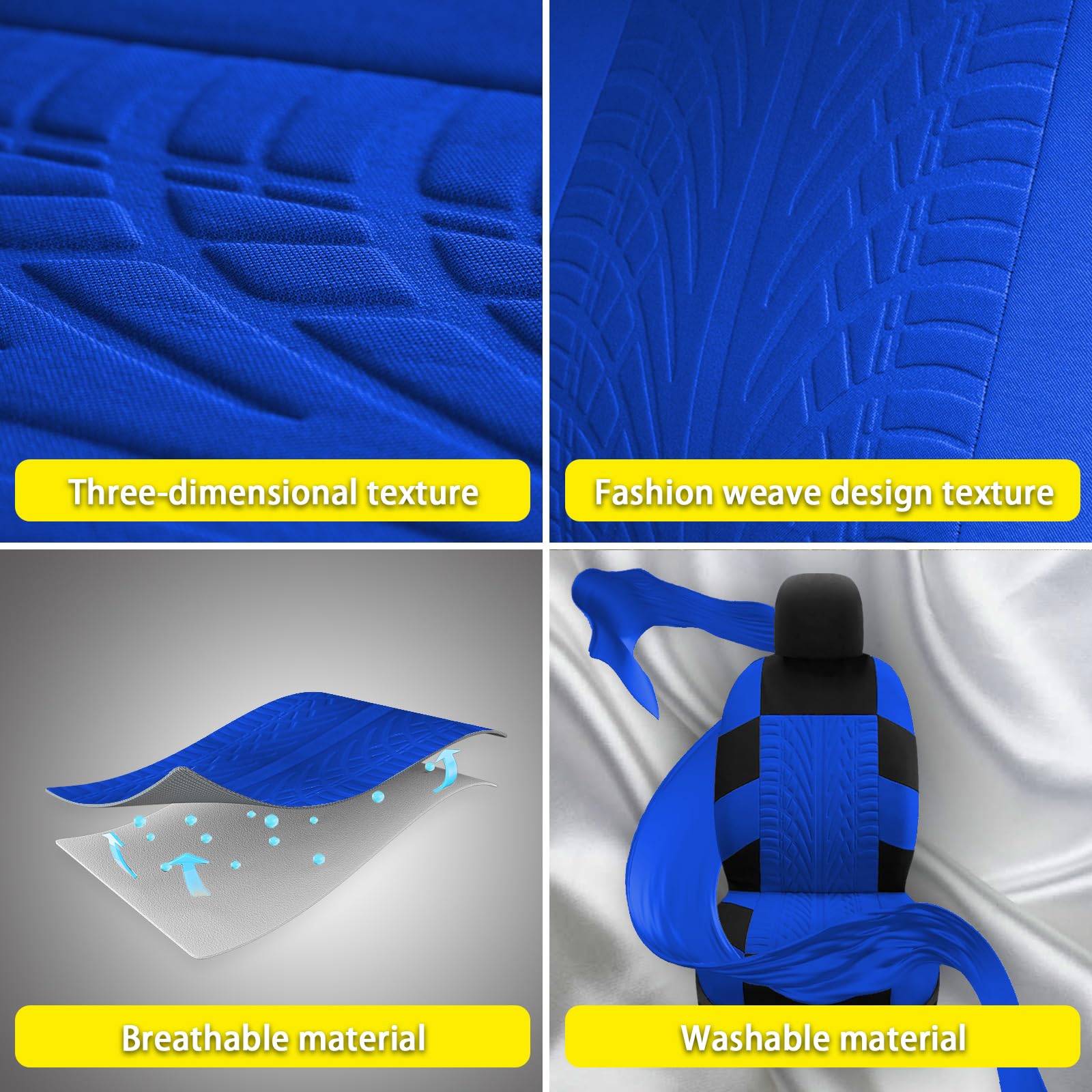 JINGSEN 21 Pcs Car Seat Covers Full Set for Women,Car Seat Covers for Car Floor Mats,3D Tyre Print with 5mm Composite Sponge Aut