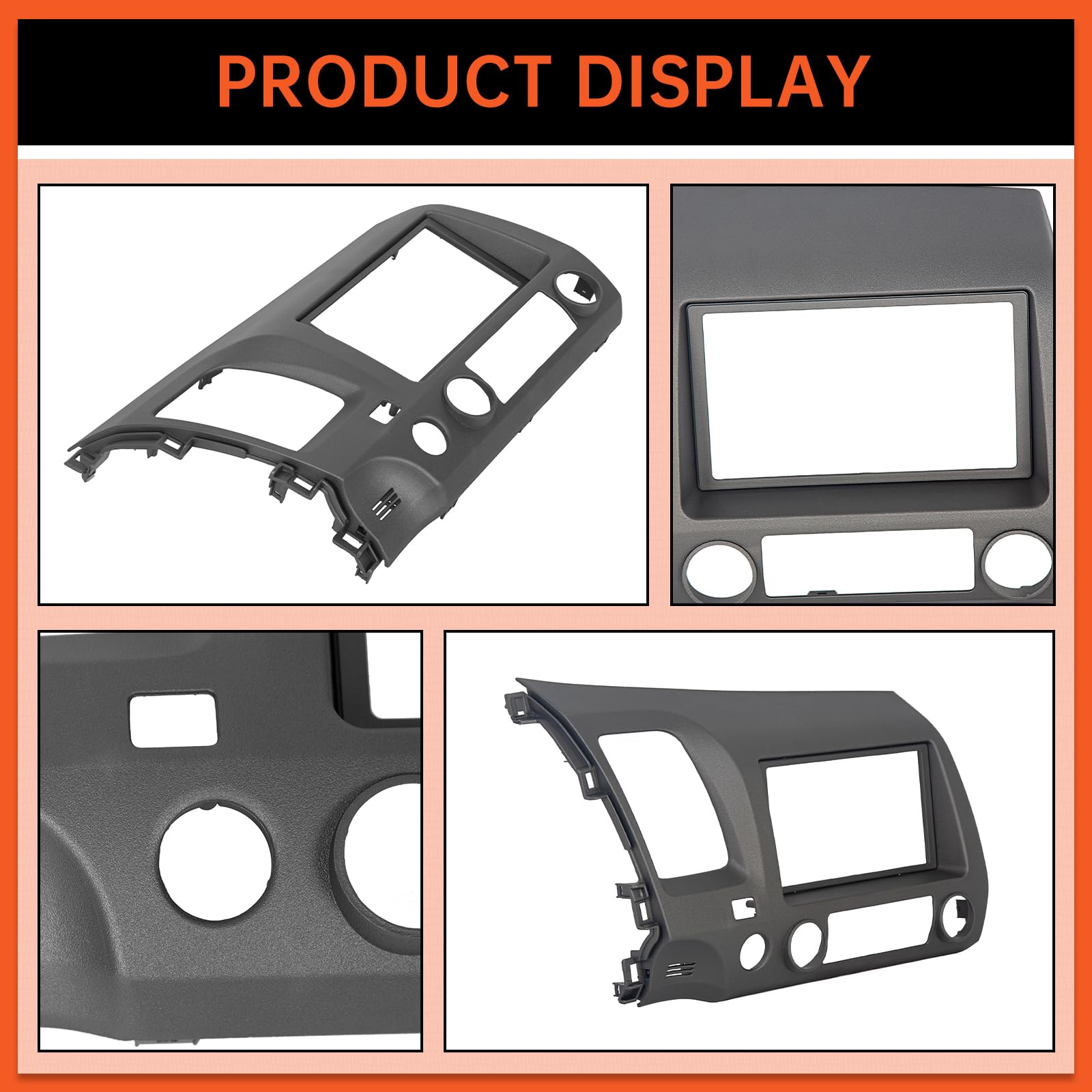 Ecotric Car Radio Dash Board Compatible With 2006-2011 Honda Civic Double 2 Din Dashboard Kit Housing Trim Bezel Panel With Wiri