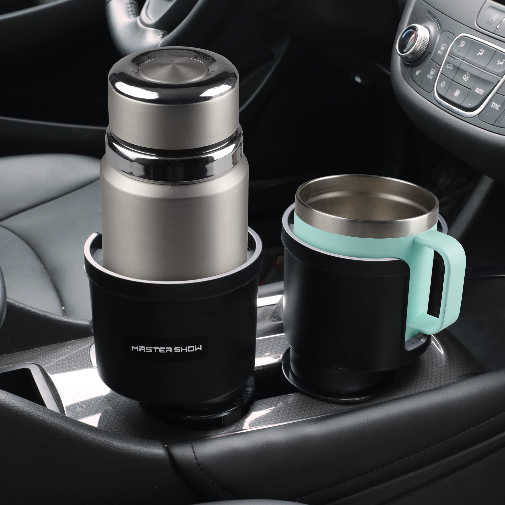 Upgraded Large Cup Holder Expander For Car With Offset Expandable Base Compatible With Yeti Mug10/14Oz Yeti Rambler 24/26/36/46Oz Hydro Flasks 32/40Oz Other Large Bottles In 3.4-4 Diameter