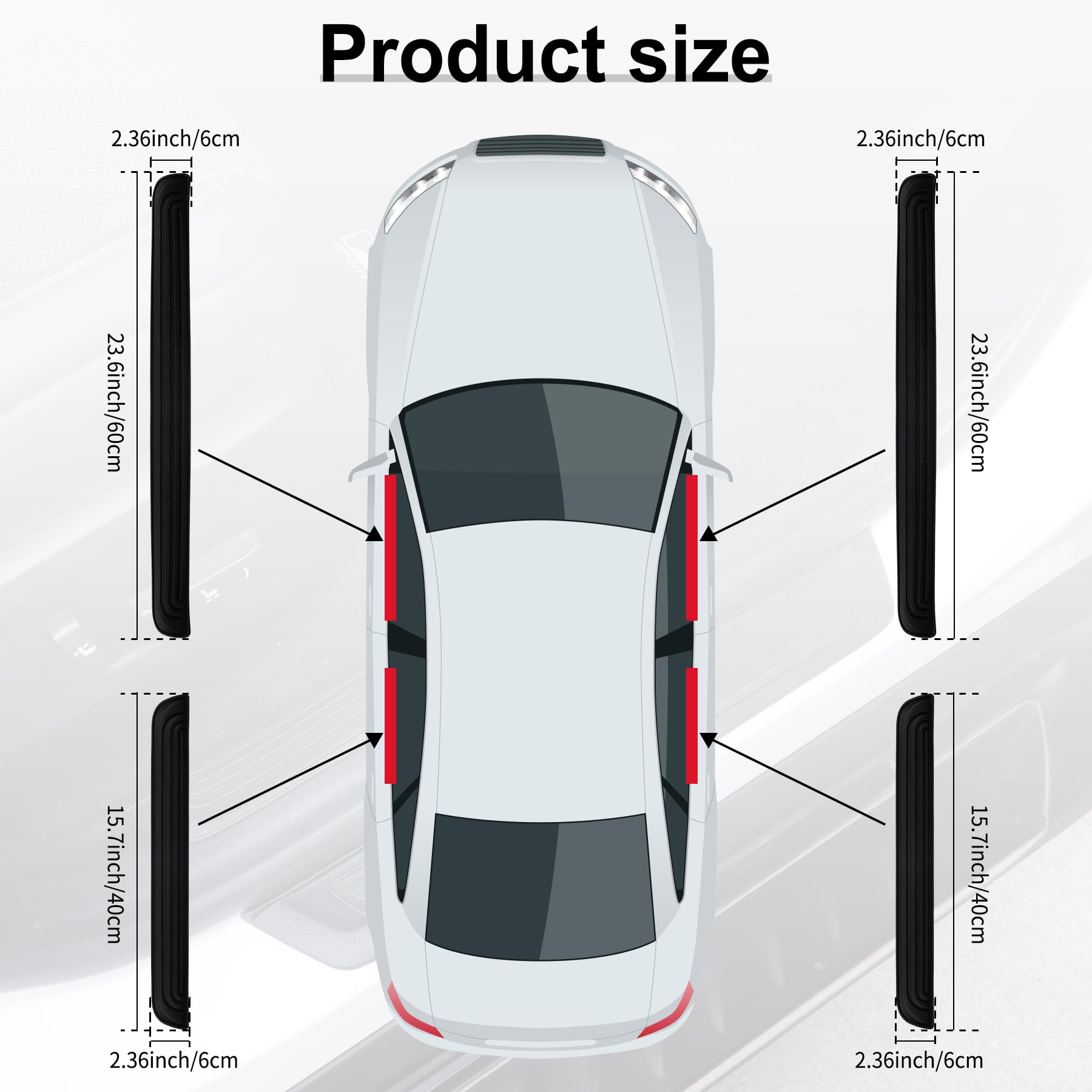 Singaro Car Door Threshold Protection, 4Pcs Door Edge Step Dust Shield Cover, Door Width 23.6X2.36Inch Car/Suv Universal Rubber Scratch Resistant Exterior Accessories (Black)