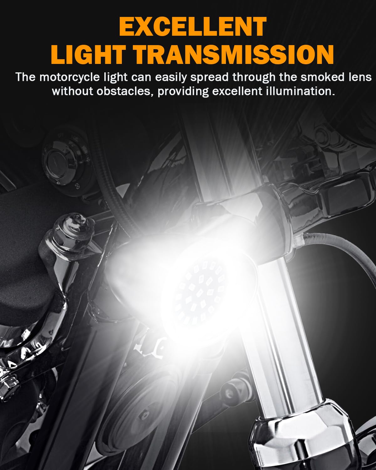 Pbymt Smoke Turn Signal Lens Cover 2'' Bullet Visor-Style Chrome Bezels Compatible For Harley Touring Dyna Street Glide Road Kin