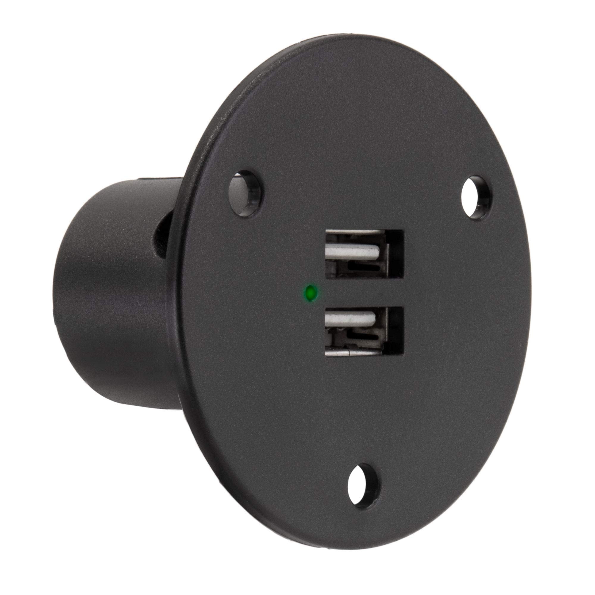 RecPro RV USB Charging Port | Dual Charger Socket | Black Recessed Mount | RV | Camper | Trailer