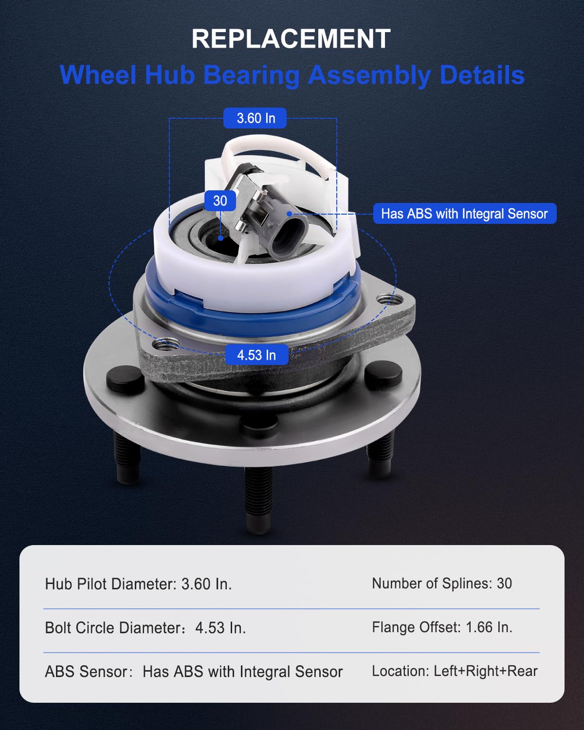 Eccpp Wheel Hub Bearing Assembly Premium Hub Assembly Rear 5 Lugs W/Abs For Cadillac Cts Cadillac Sts 2005-2007 Compatible With