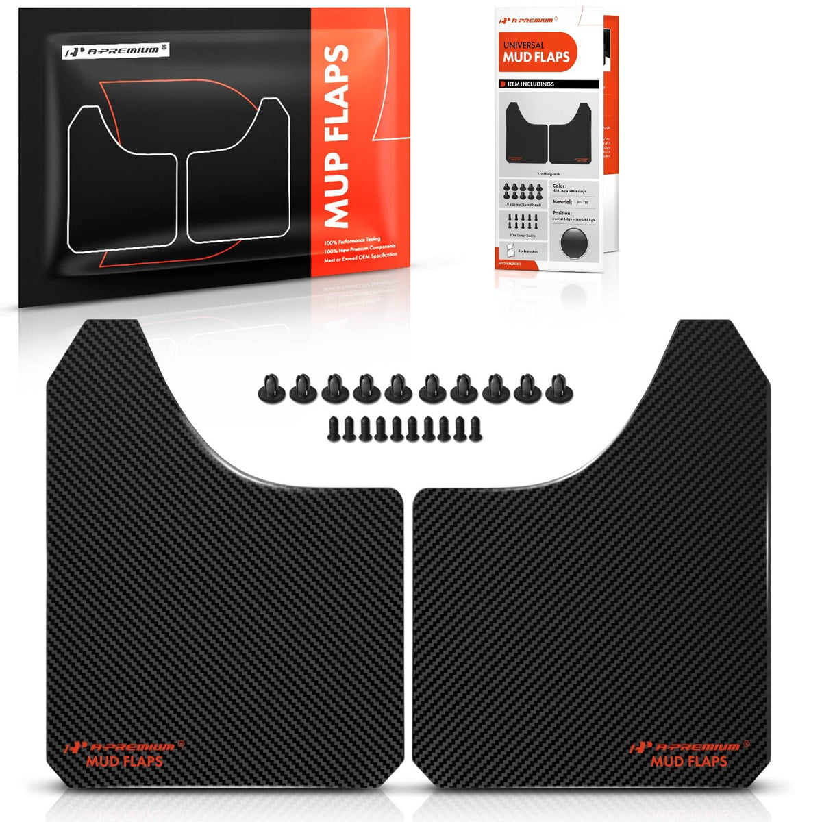 A-Premium 2 Pcs Black Universal Splash Guards Mud Flaps Mudflaps Mudguard Fender Flares for Car Pickup Truck SUV with Hardware