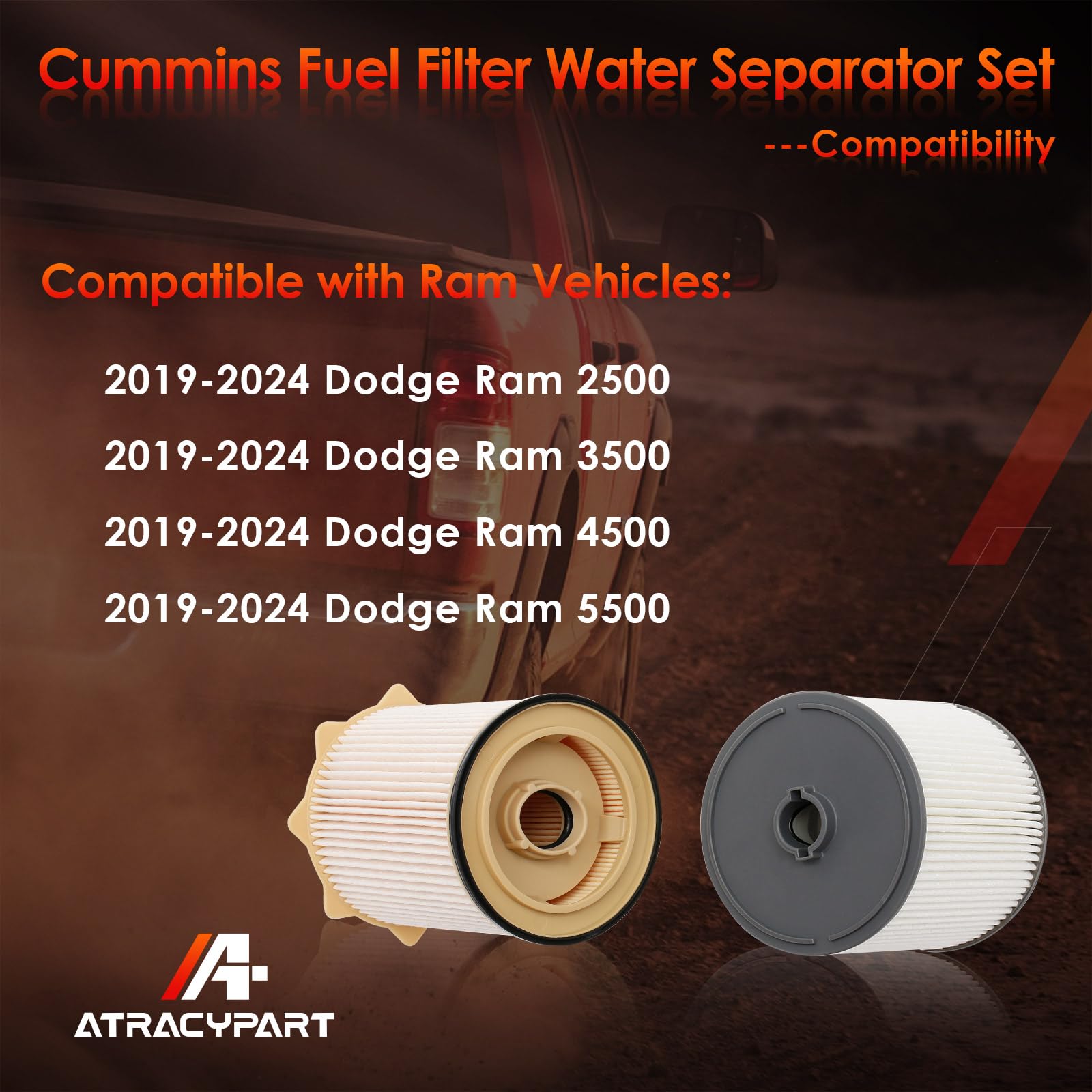 Fuel Filter Water Separator With Seals | Replacement For 2019-2024 Dodge Ram 2500 3500 4500 5500 6.7L Cummins Diesel | Replaces#