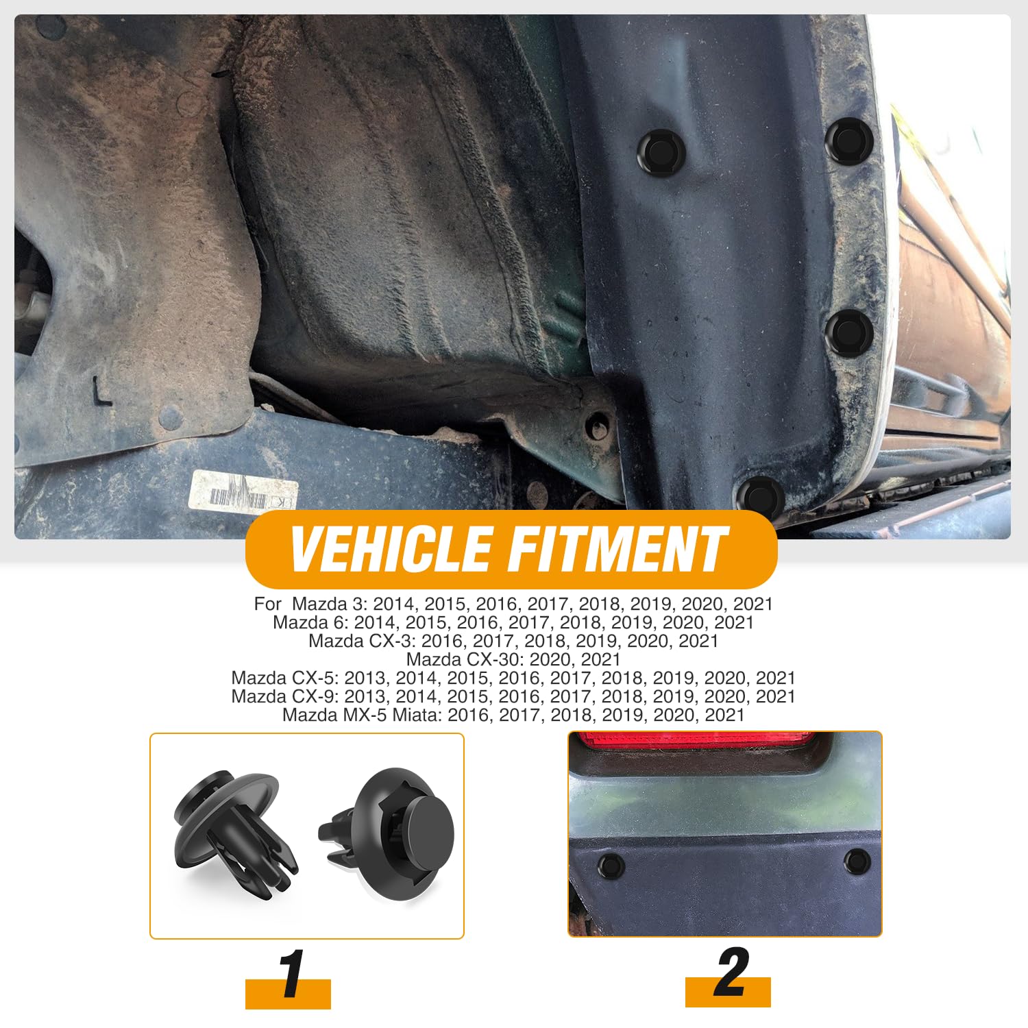 Gooacc 60Pcs Fender Liner Bumper Cover Splash Shield Hex Head Screw With Nylon U Nuts Push Bumper Fastener Rivet Clips For Faste