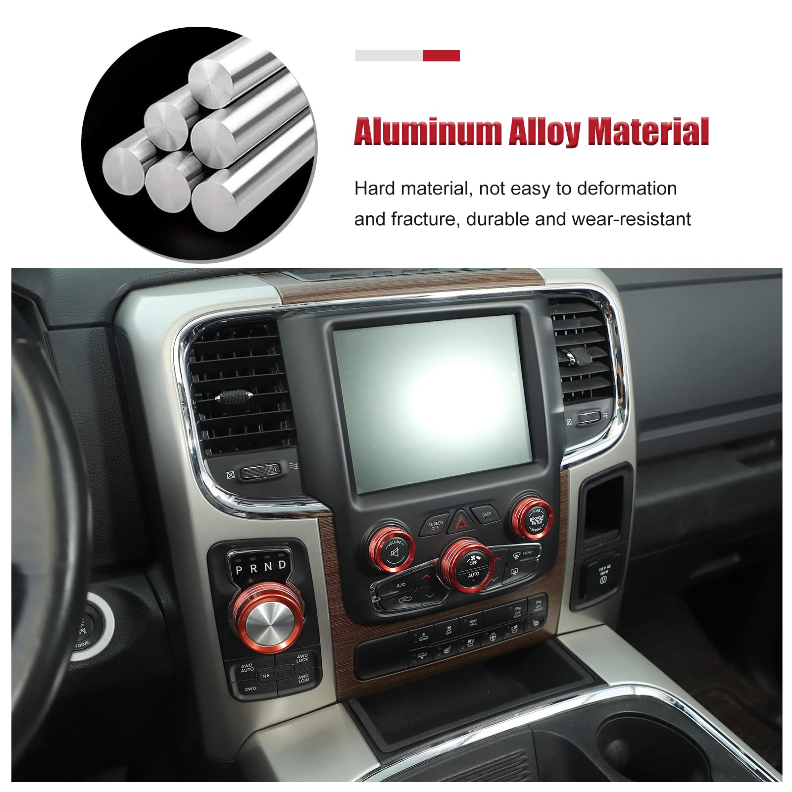 Voodonala for Dodge RAM Air Conditioner Headlight Switch CD Center Console Dashboard Climate Control HVAC Audio Knob Trim for 20