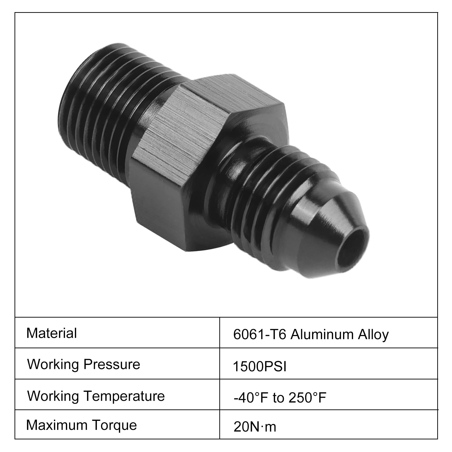 Evil Energy 3An Male Flare To 1/8'' Npt Pipe Fitting Adapter Straight Aluminum Black