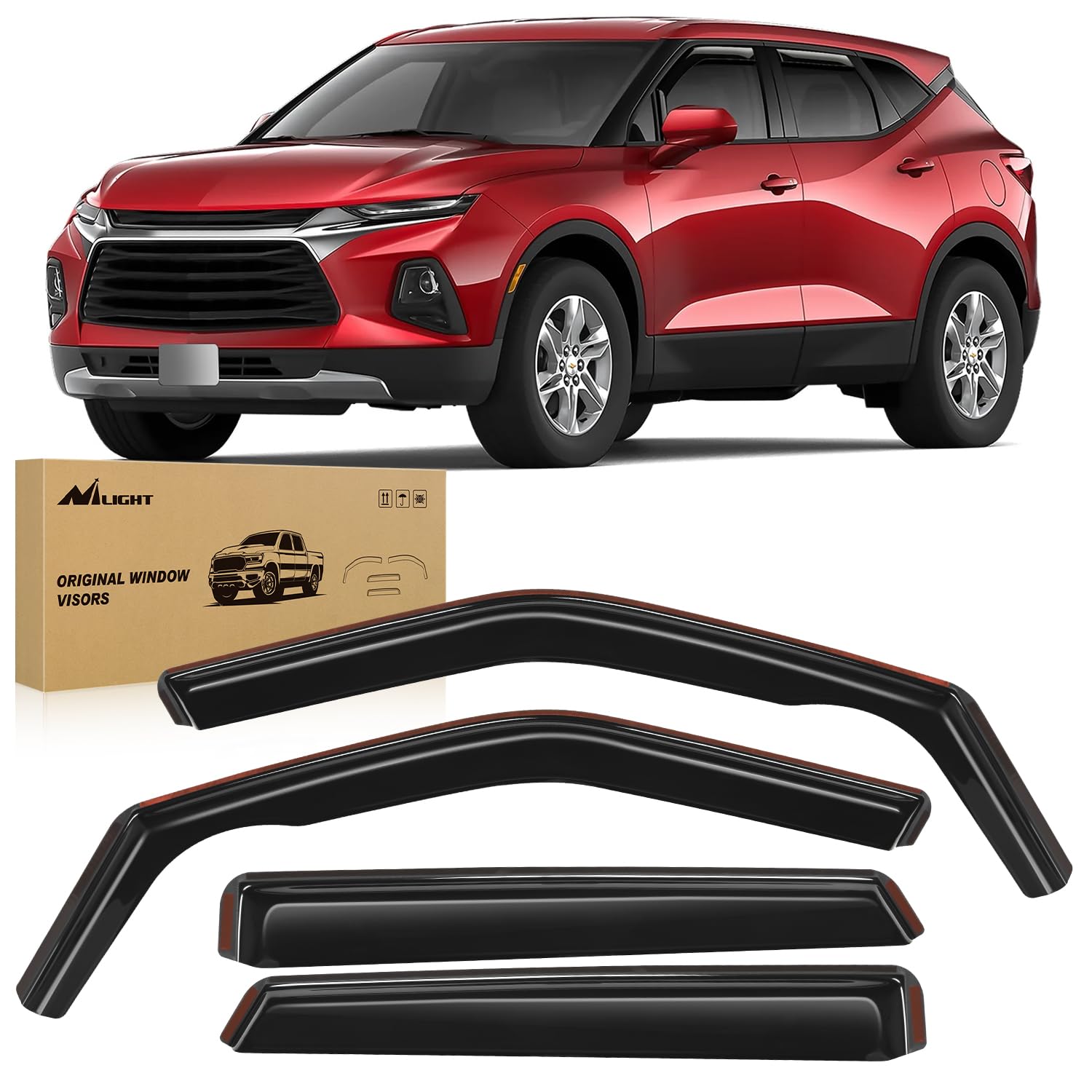 Nilight Durable in Channel Rain Guards for Chevy Blazer 2019 2020 2021 2022 2023 2024 2025 Window Deflectors, Vent Window Visors