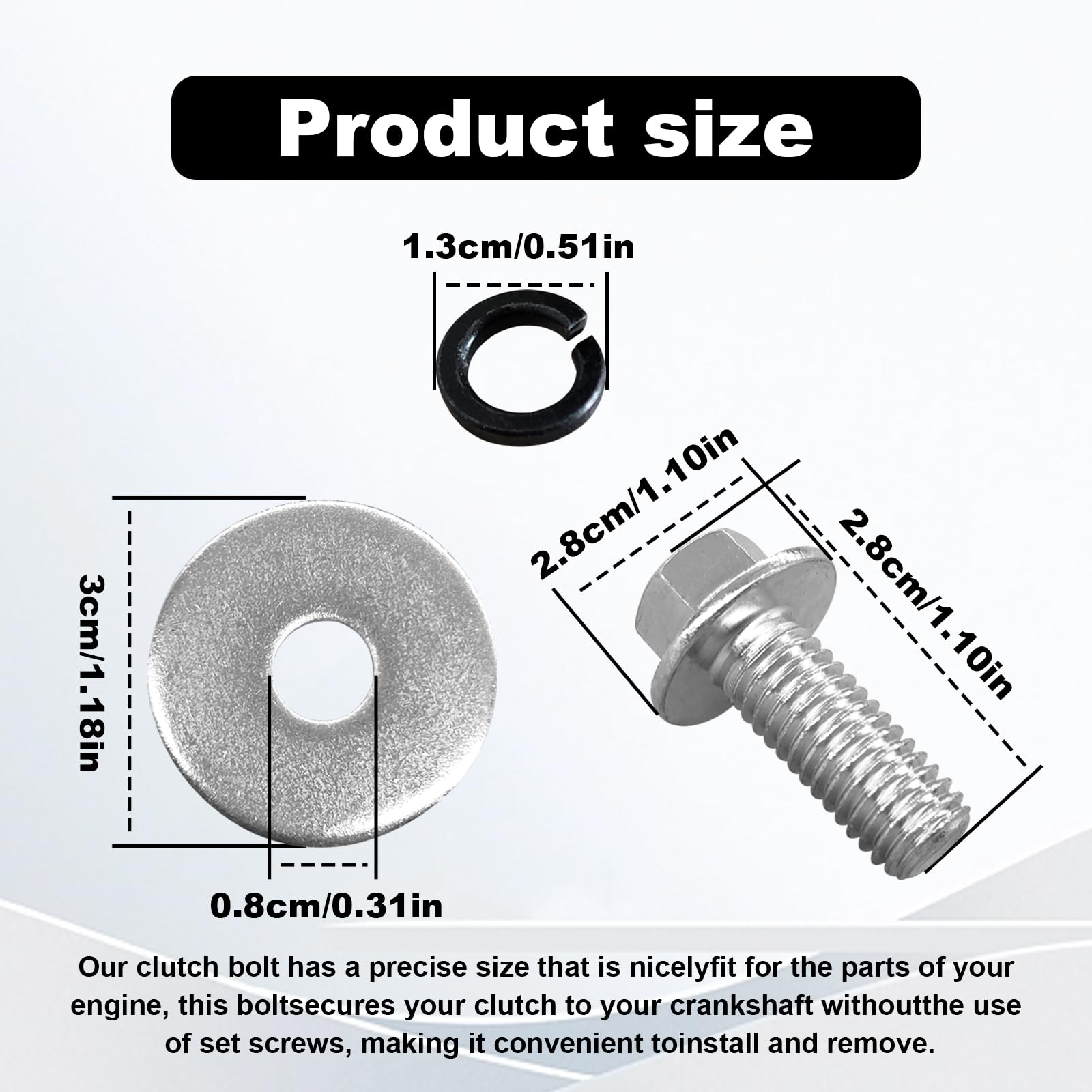 3/4 Inch Go Kart Clutch Bolt Kit Predator Engine Clutch and Lock Washer, Bolts for 10/12 Teeth Clutch Bolt Kit Compatible with G