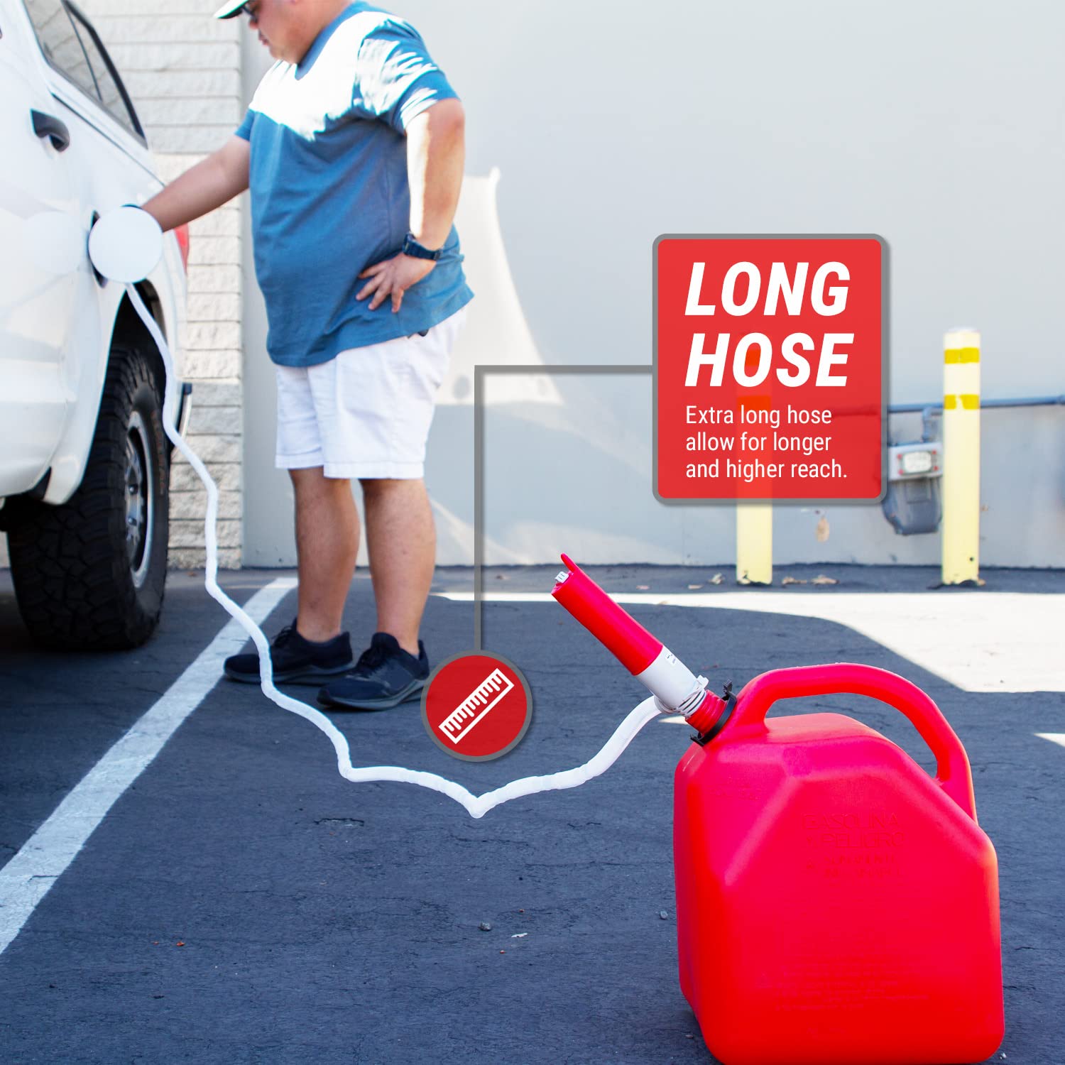 TERA PUMP Gas Transfer Pump, 3X More Powerful D Battery, Auto-Stop, No Fuel Loss, Powerful Suction (2.2 GPM), 10ft Extra Long Ho