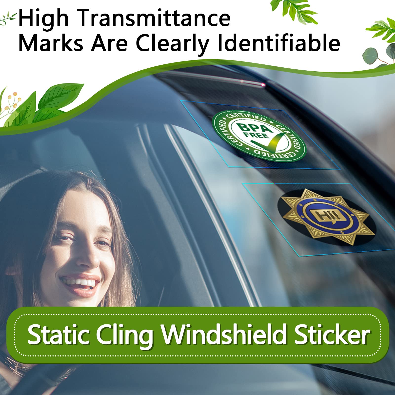 Hicarer 20 Pcs Car Windshield Sticker Applicator Static Cling Window Film For Easy Application Clear Vinyl Car Window Windshield