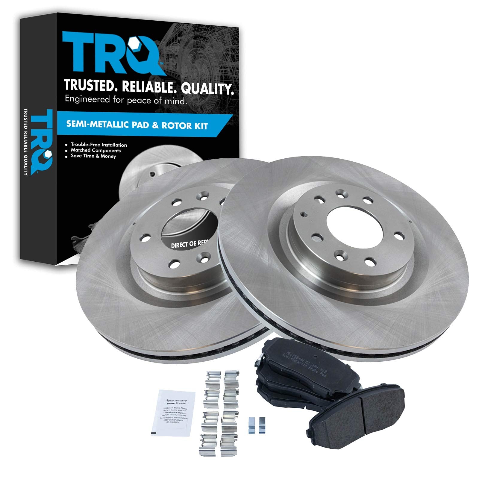 Trq Front Brake Pad & Rotor Kit Brake Pads Brake Rotor Semi-Metallic Compatible With 2007-2015 Mazda Cx-9